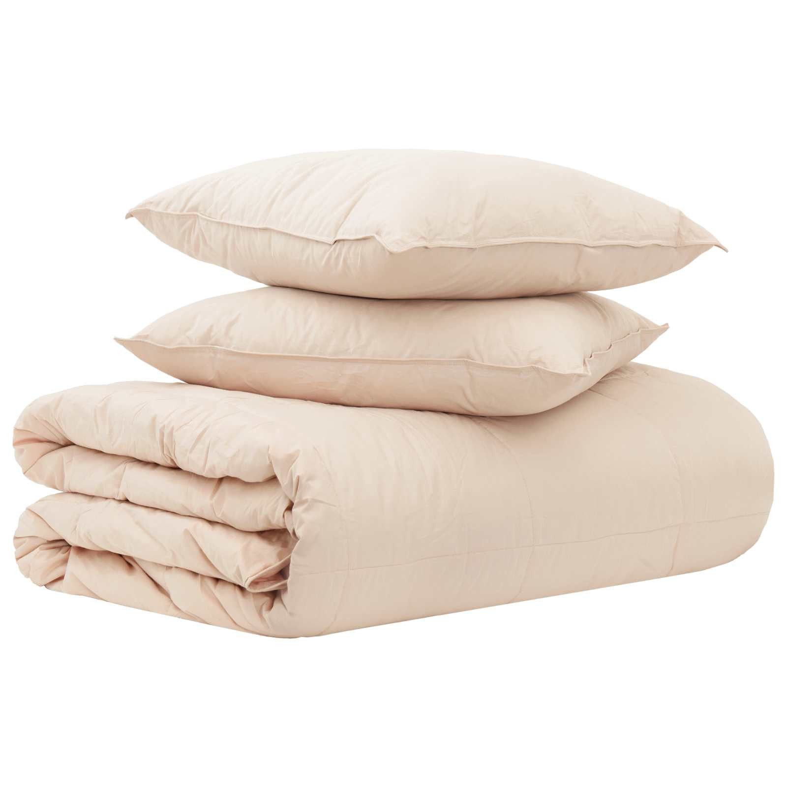 vidaXL Bett Bettwäsche-Set 2 stk. 200 x 220 cm 250 g/m² Natur-Kapok Beige (2-tlg), Bettwäsche-Set 2 stk. 200 x 220 cm 250 g/m² Natur-Kapok Beige