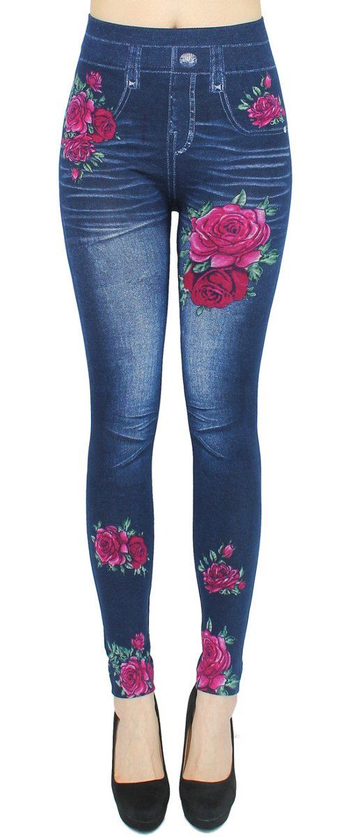 dy_mode Jeggings Damen Jeggings High Waist Leggings in Jeans Optik BequemJeansleggings mit elastischem Bund