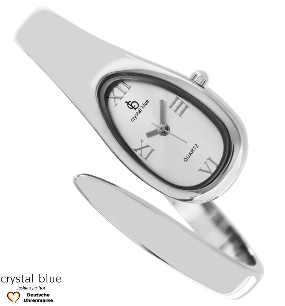 crystal blue Quarzuhr Damen Spangenuhr silber analog, Gratis Versand
