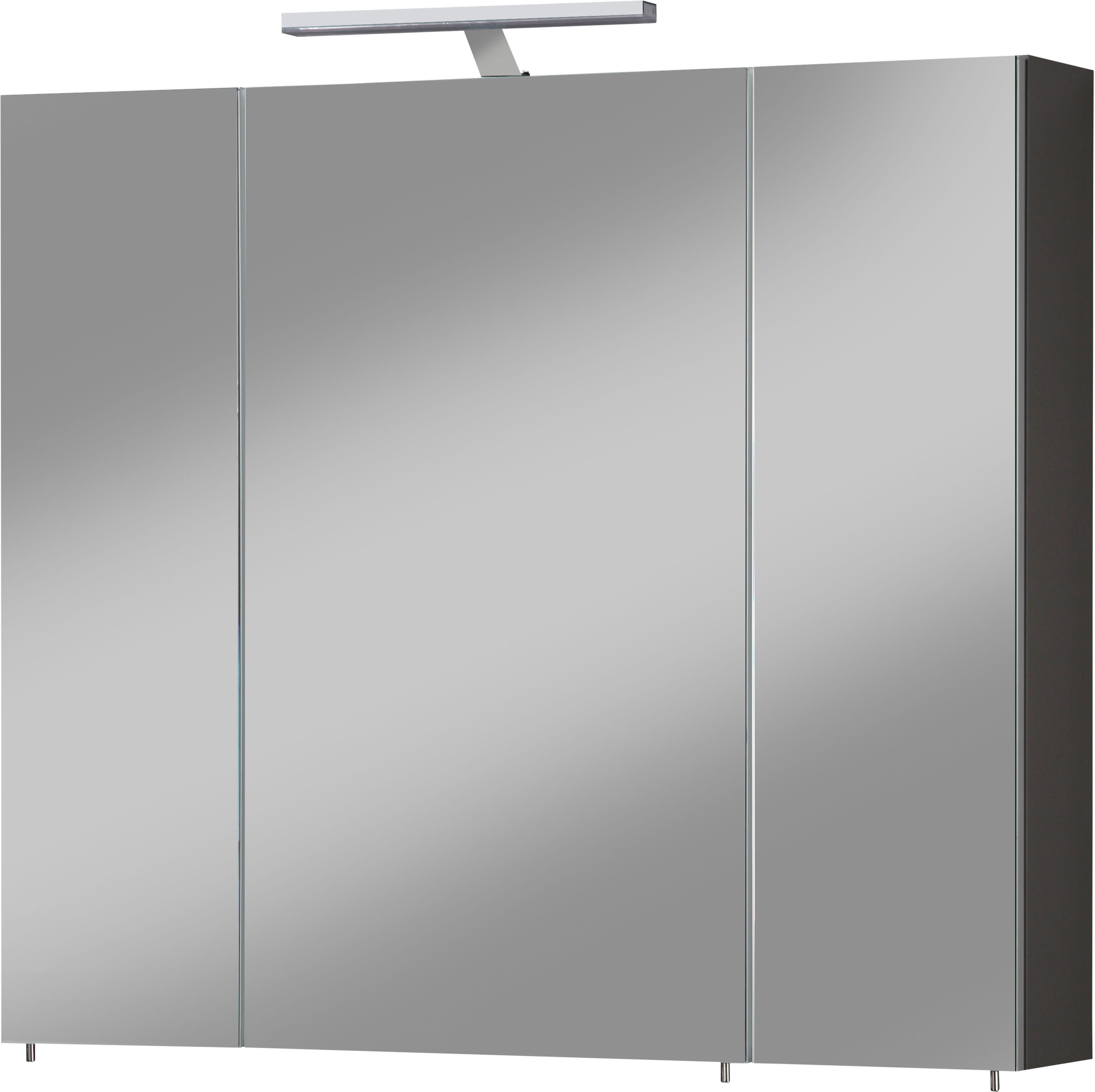 welltime Spiegelschrank Torino Breite 80 cm, 3-türig, LED-Beleuchtung, Schalter-/Steckdosenbox