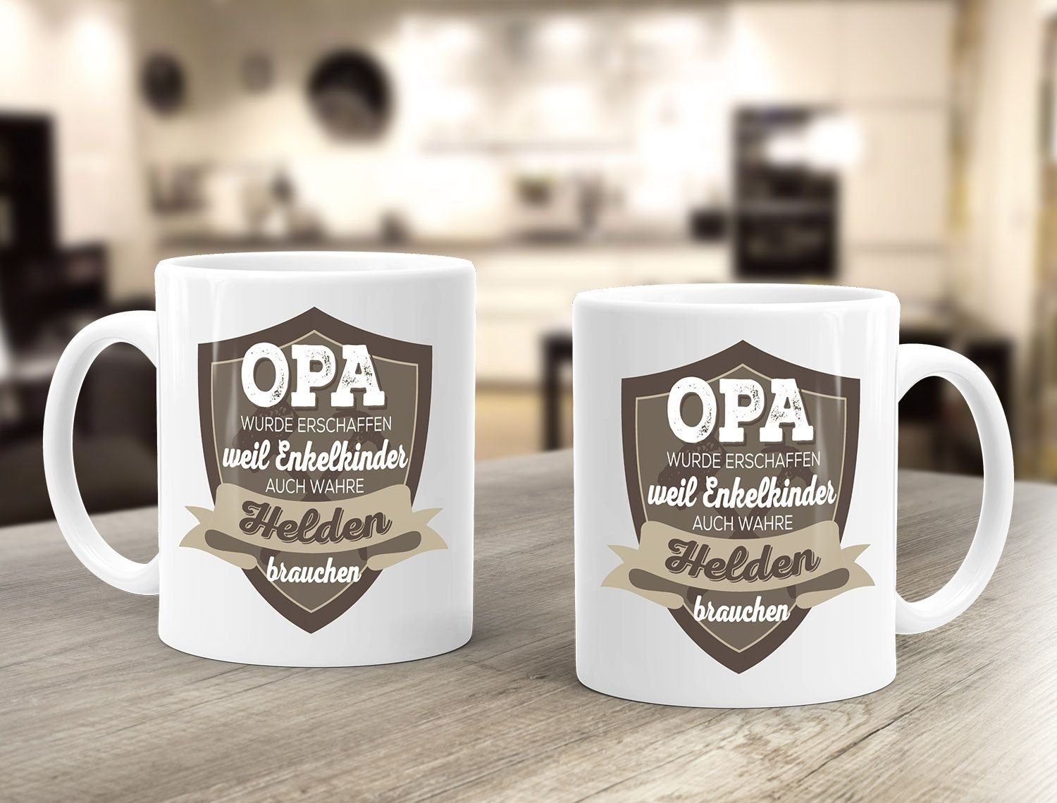 MoonWorks Tasse Kaffee-Tasse Opa wurde geschaffen weil Enkelkinder auch wahre Helden brauchen Spruch Geschenk-Tasse MoonWorks®, Keramik – Bild 3 von 5