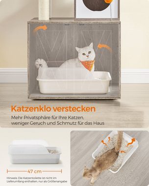 FEANDREA Kratzbaum, mit Katzenklo-Schrank 185cm Kratzsäule waschbares Kissen