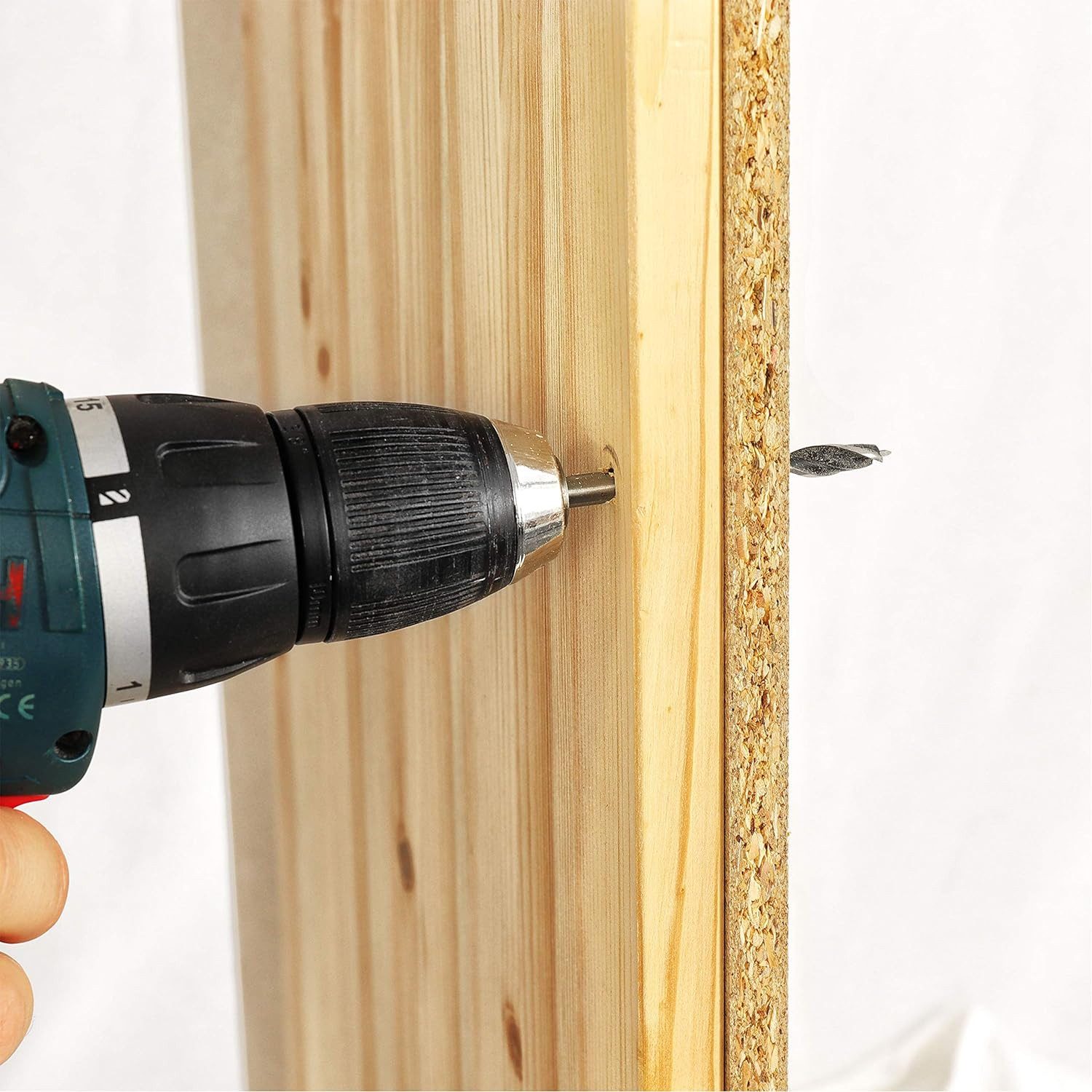 S&R Bohrersatz Professionelles Holzbohrer mit Zentrierspitze, Metallbohrer HSS M2, (Set, 15-tlg je 5 für Holz-, Metall- und Beton), Karbid Hartmetall Betonbohrer, Steinbohrer mit Rundschaft