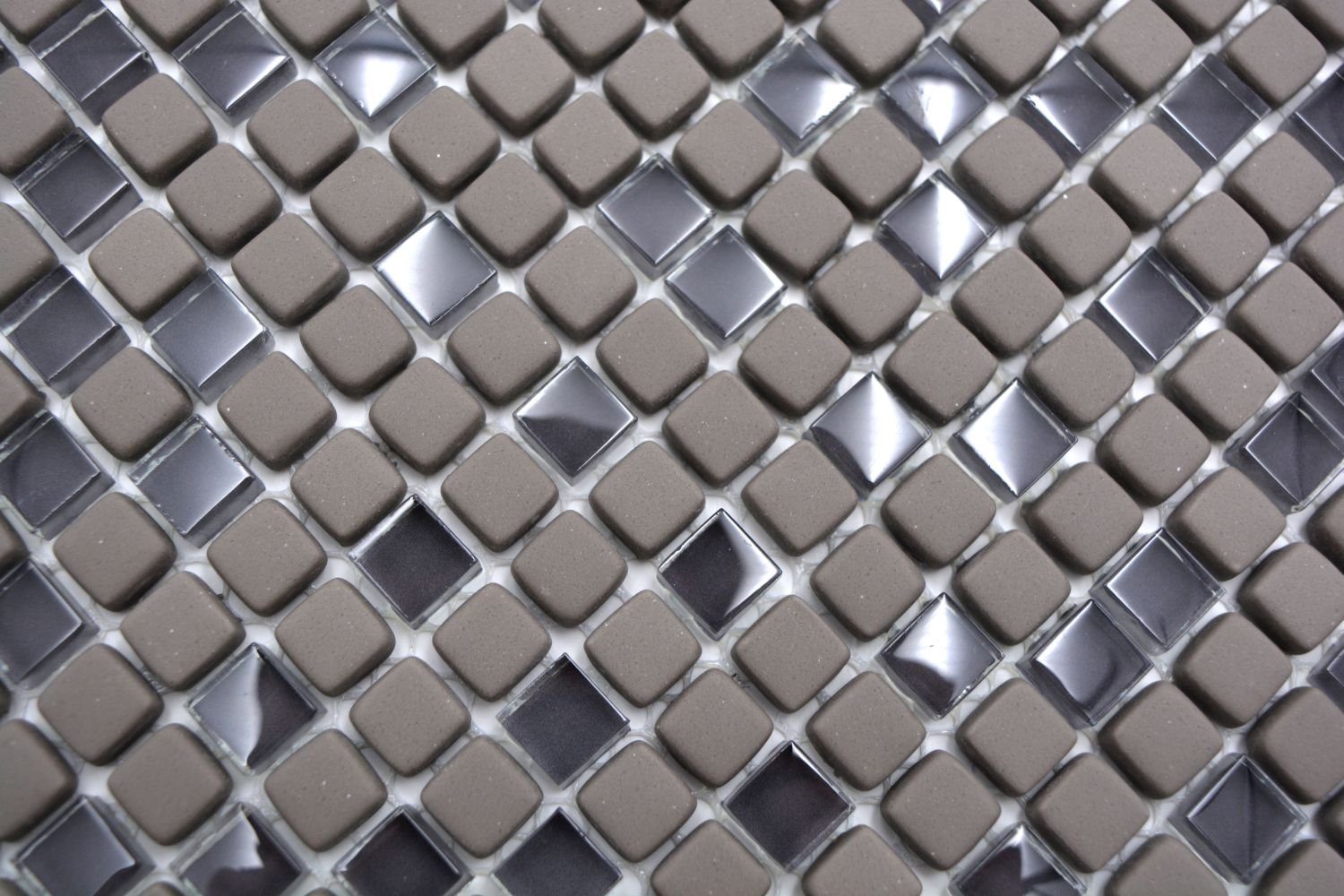 Recycling Mosaikfliesen Mosani Mosaikmatten Mosaikfliesen matt Glasmosaik / grau 10