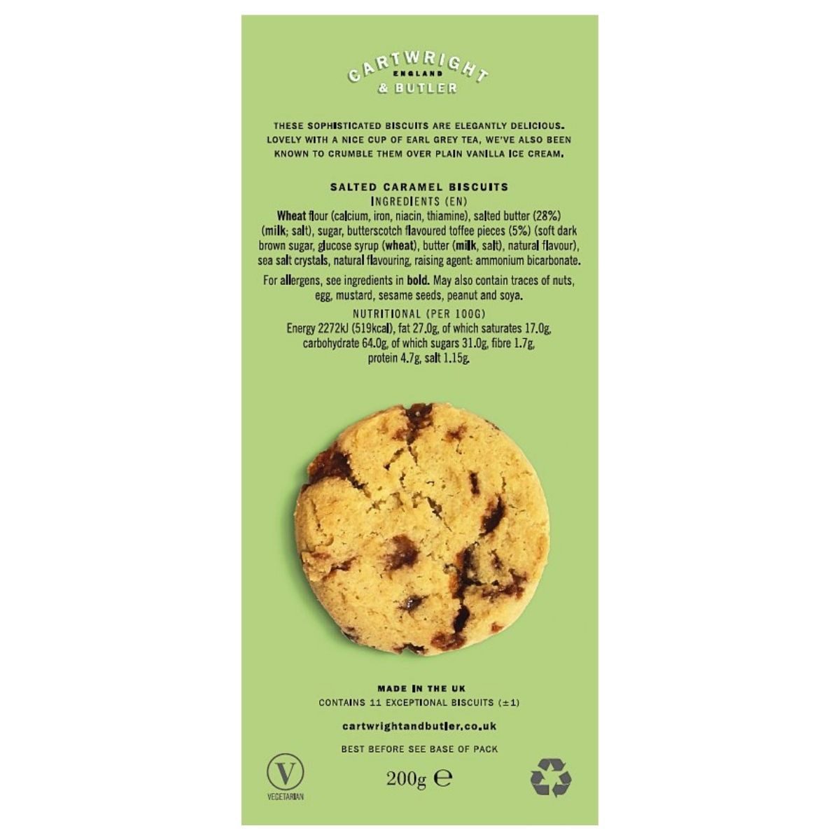 Cartwright & Butler Kekse Cartwright & Butler Salted Caramel Biscuits Kekse Salzkaramell 200 g, 200 g