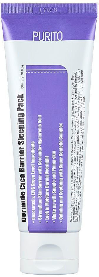 Purito Nachtcreme DERMIDE CICA BARRIER SLEEPING PACK, spendet Feuchtigkeit, stärkt und regeneriert die Hautbarriere.