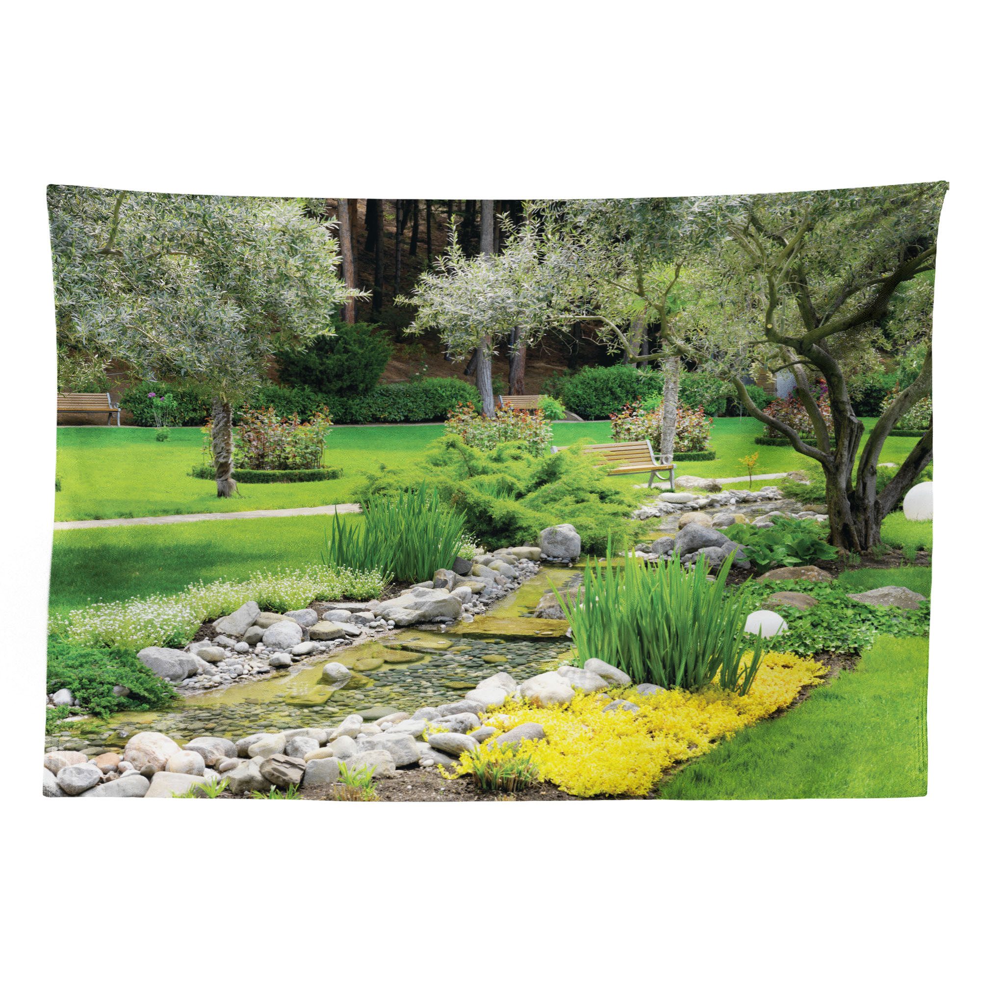 Abakuhaus Wandteppich aus Weiches Mikrofaser Stoff Für das Wohn und Schlafzimmer, rechteckig, Garten Japanische Park Landschaft
