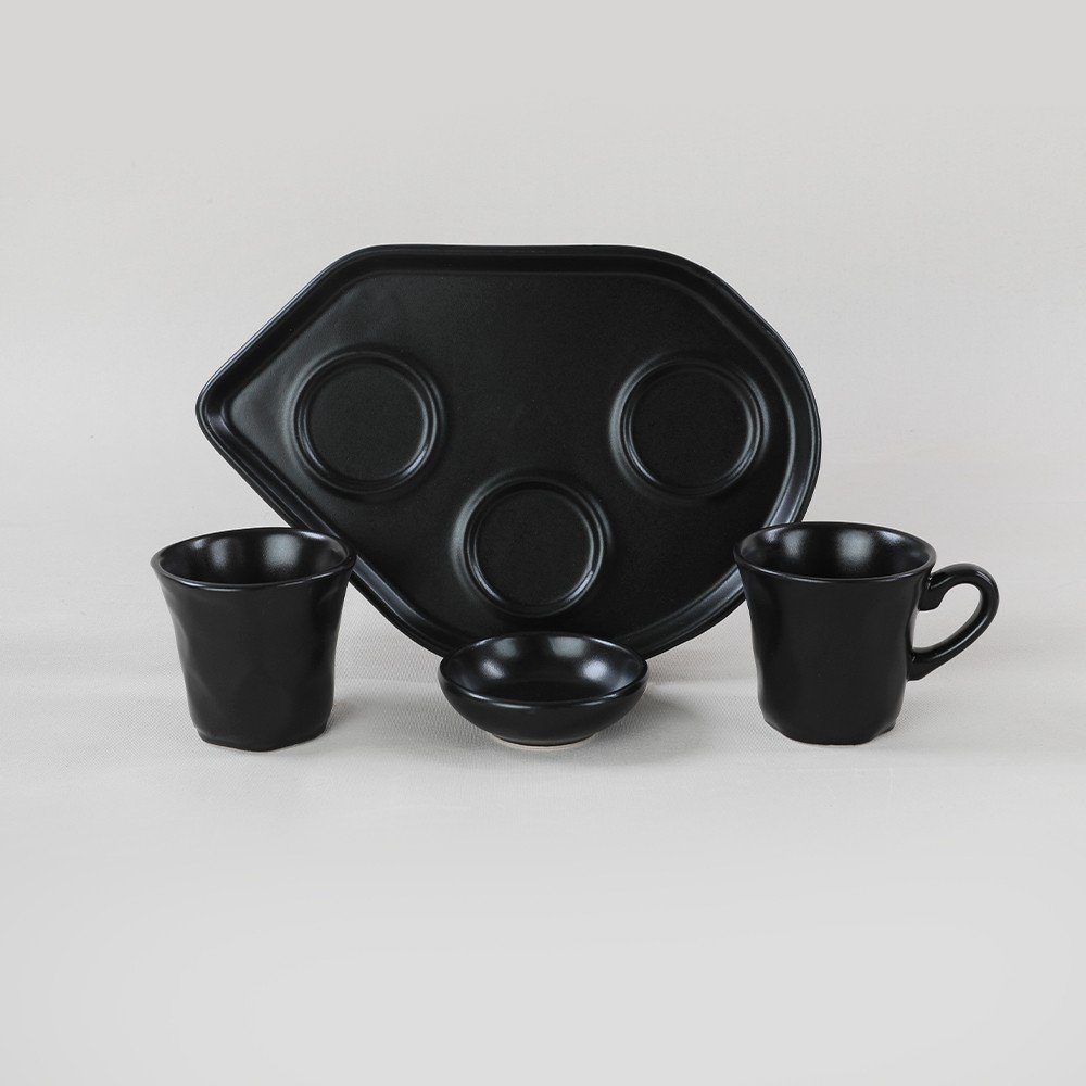 Presentation Coffee Moka 2 Keramika Personen Set Black für 8 Stück Kaffeeservice Matte (8-tlg)