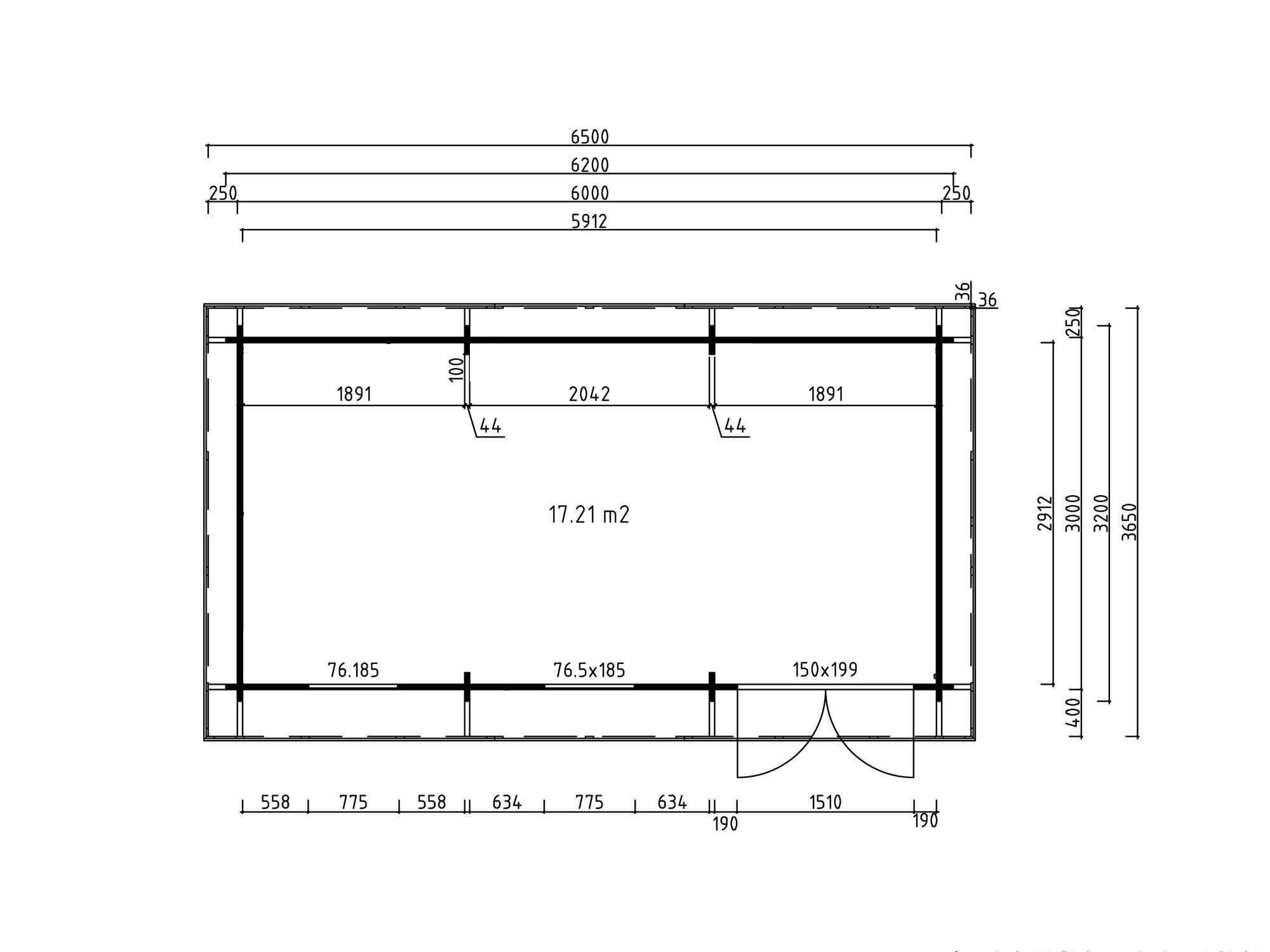 Thumbnail - Fjordholz Gartenhaus Miriam 44 C Modern, BxT: 1200x4800 cm
