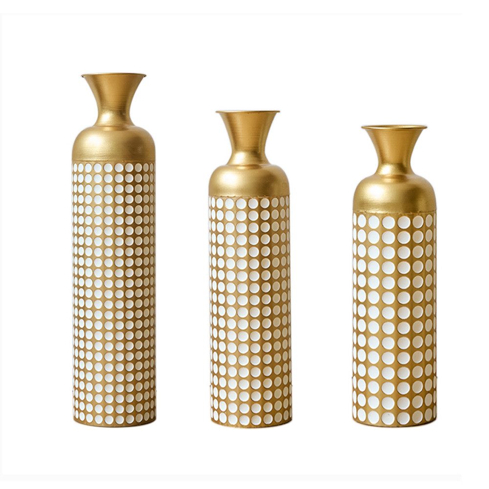 FANNOU Bodenvase 3er Set große Bodenvasen aus Metall, 50/66/83 cm, Edle Wohnaccessoires für stilvolle Raumgestaltung