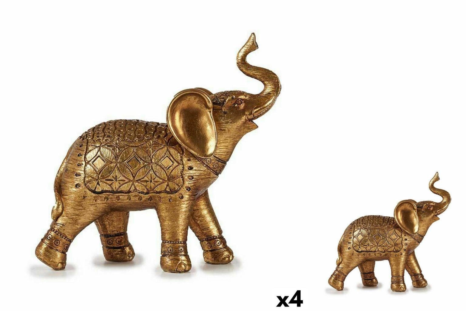 Gift Decor Dekoobjekt Deko-Figur Elefant Gold 27,5 x 27 x 11 cm 4 Stück