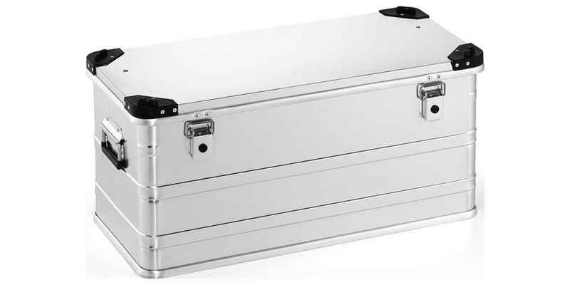 Aufbewahrungsbox Aluminiumbox L782xB385xH380mm 91 l mit Klappverschluss und Stapelecken