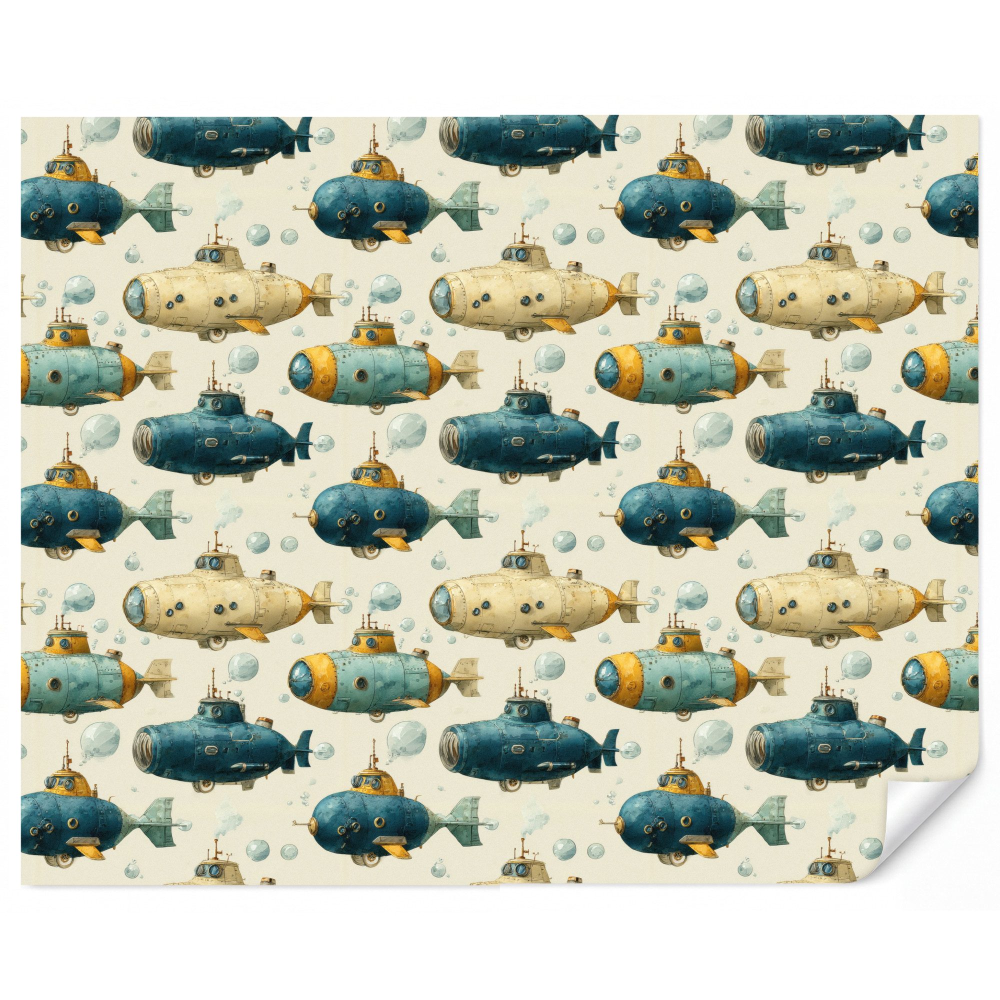 OnlyWow Fototapete Kinderzimmer - Tauchboot - Fantasie - Farbenfroh, Matt, bedruckt, Wandtapete, Wohnzimmer, Vinyl Tapete 260x220cm