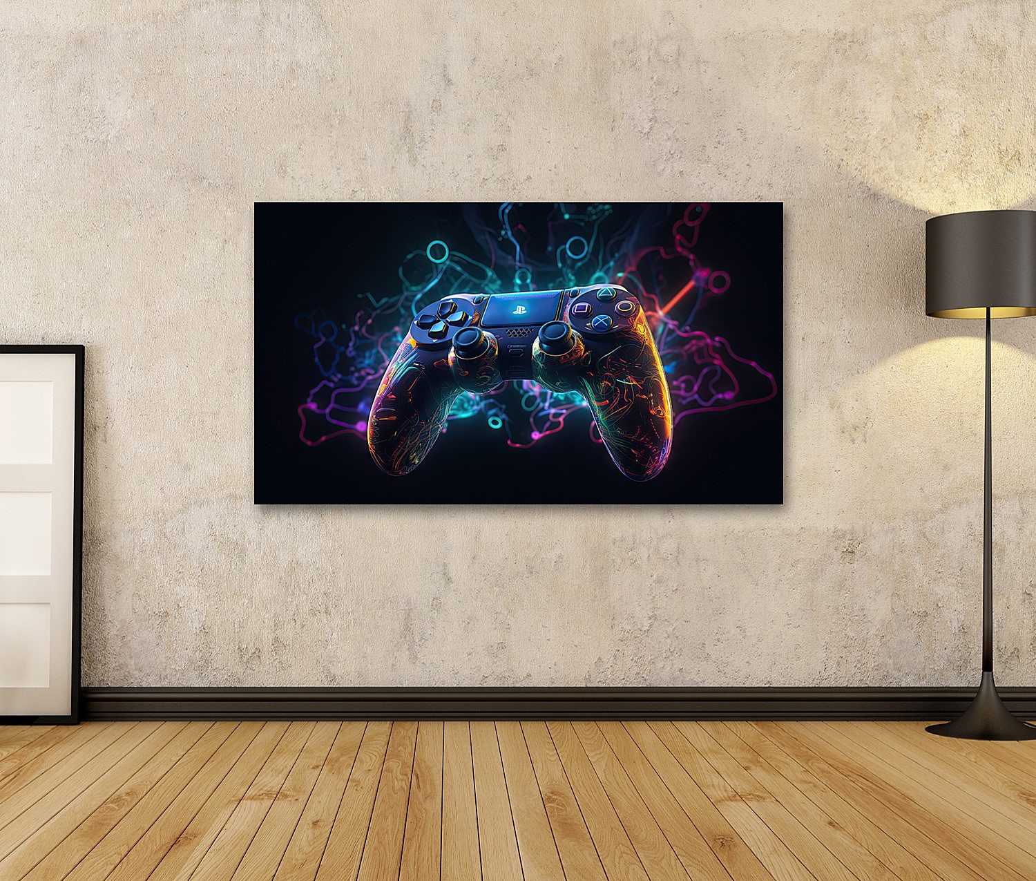 islandburner Leinwandbild Leuchtendes Neonlicht Gamepad Ki günstig online kaufen