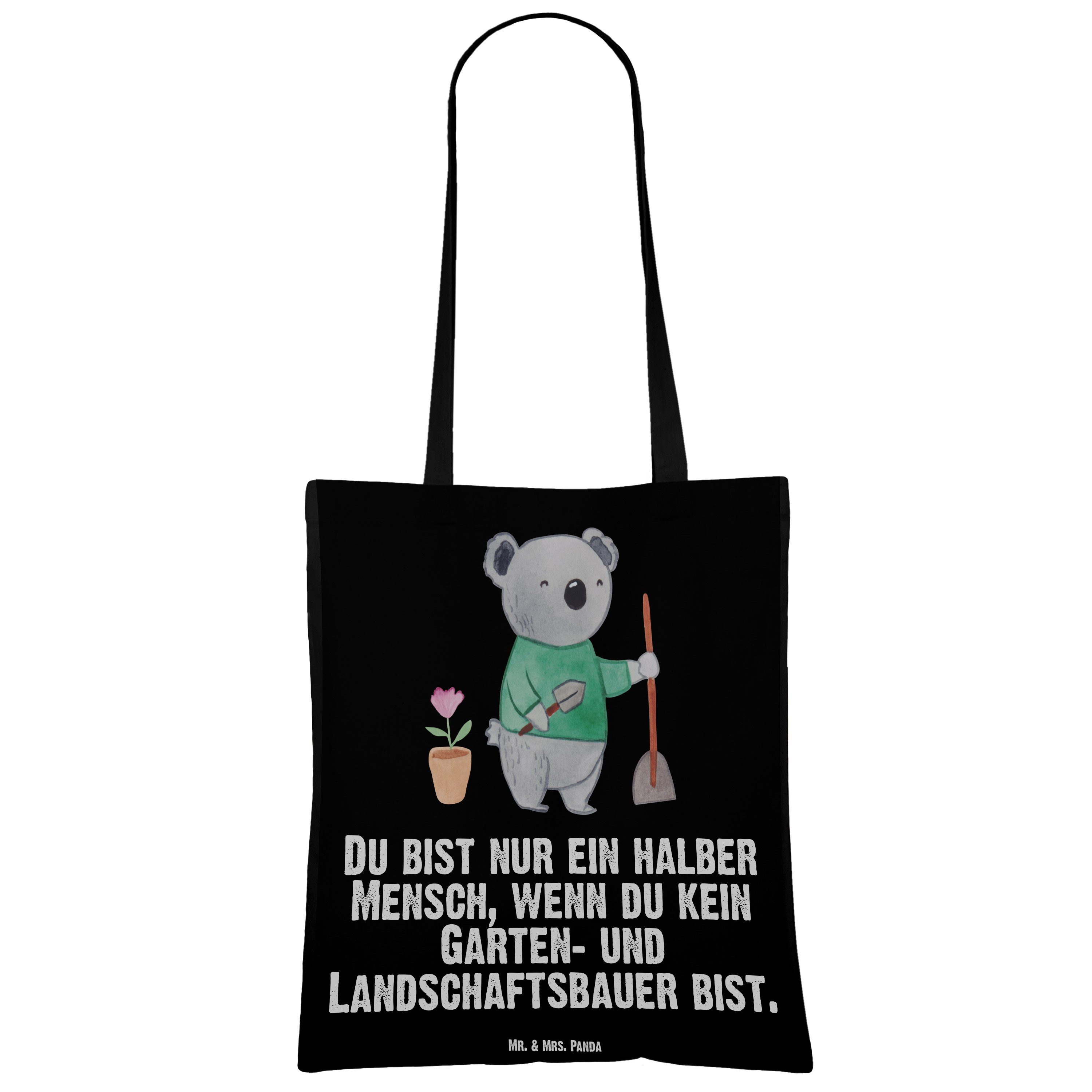 Panda - (1-tlg) Landschaftsbauer Tragetasche Schwarz Mrs. Mr. Geschenk, Garten- mit und & - Herz Gärtner,