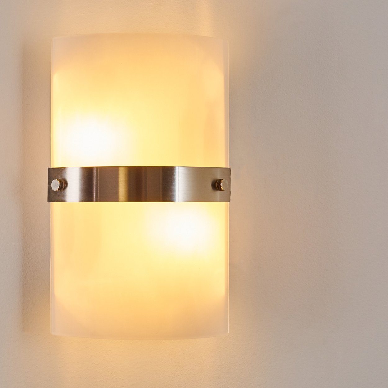 »Usi« Edelstahl/Weiß, ideal Moderne hofstein den eckiger Hausflur Wandspot aus ohne Wandleuchte in Metall/Glas für Leuchtmittel, Wandlampe