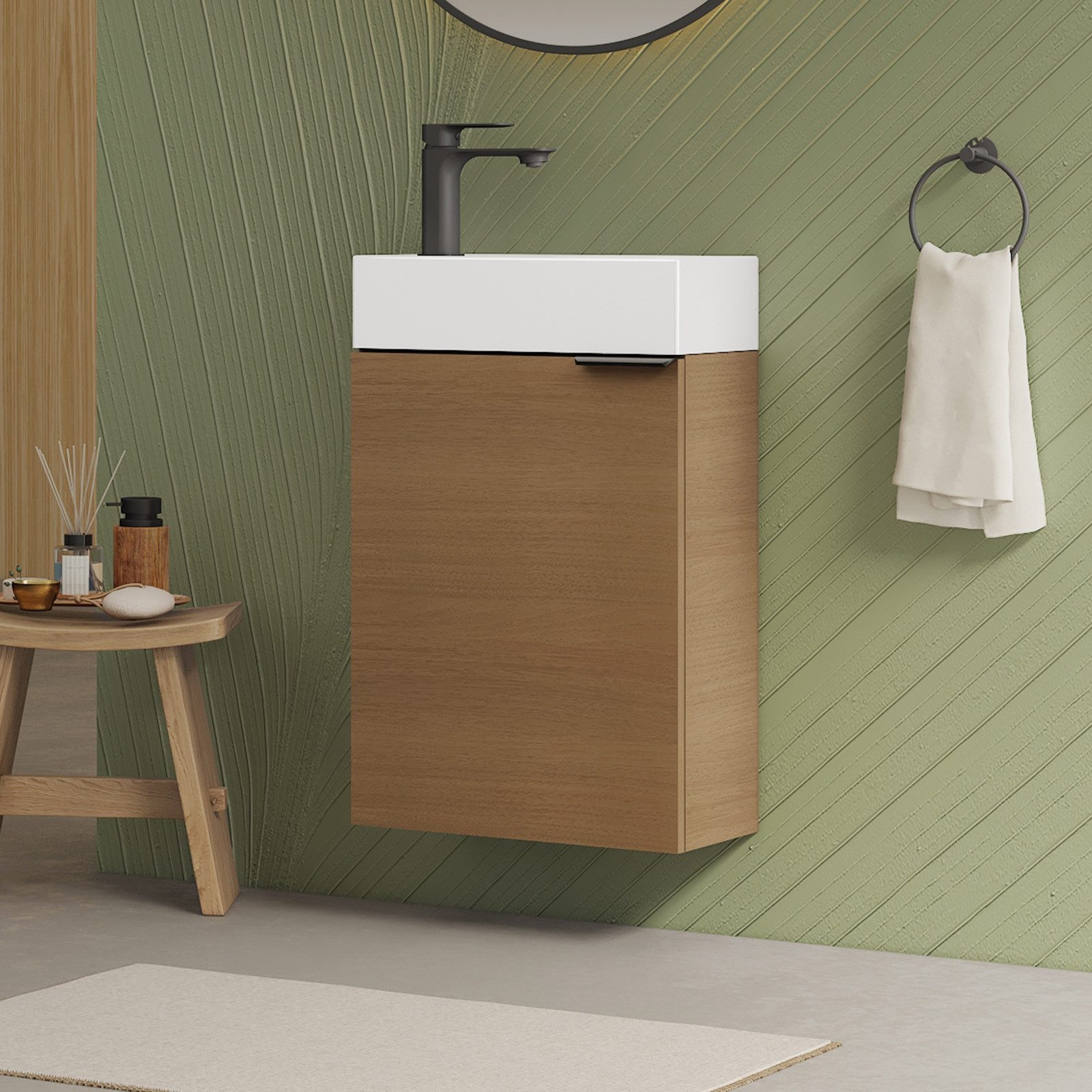 EMKE Badmöbel-Set Kompakter Badschrank mit Waschbecken günstig online kaufen
