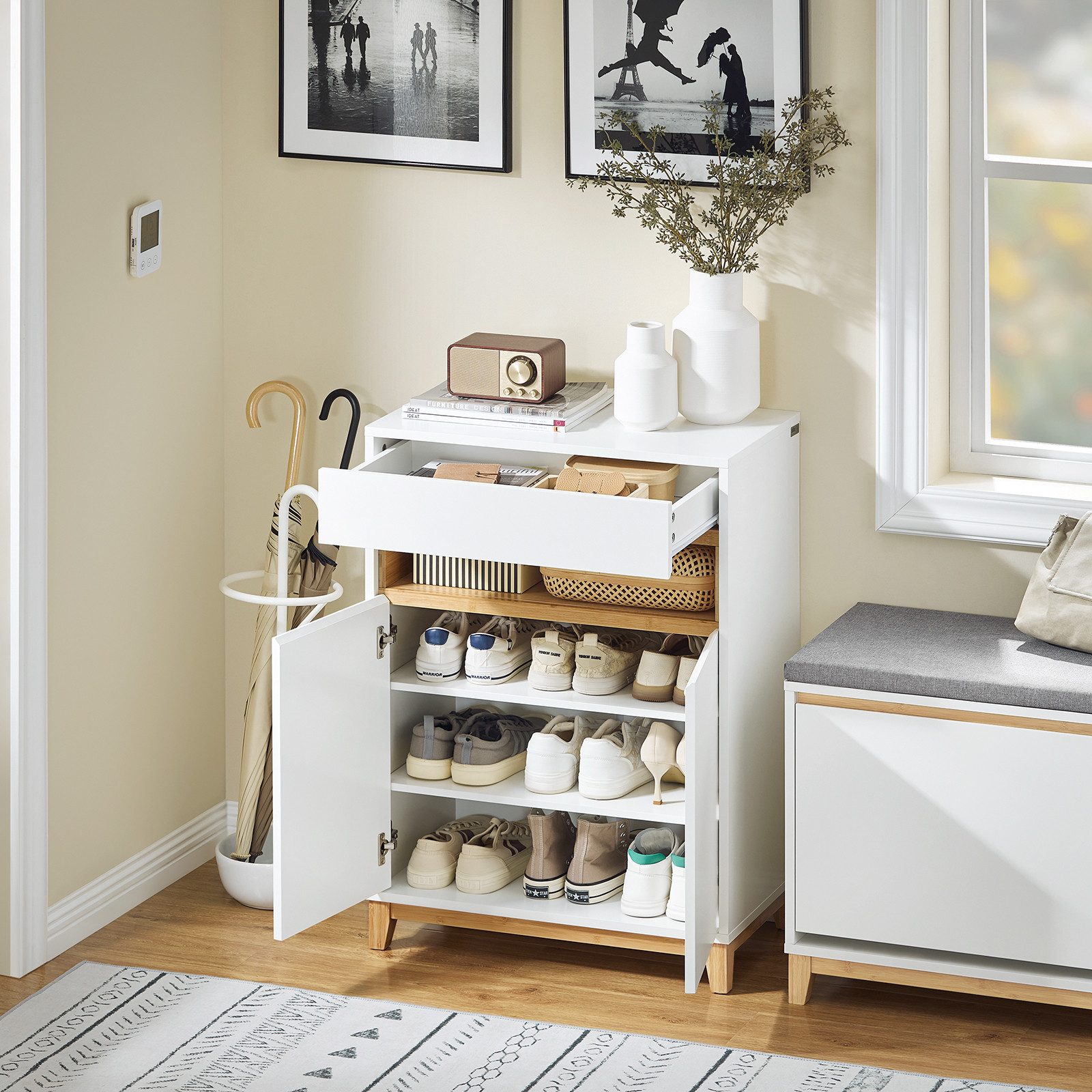 SoBuy Kommode FSB97, Sideboard Küchenschrank Flurschrank Küchekommode Aufbewahrungsschrank