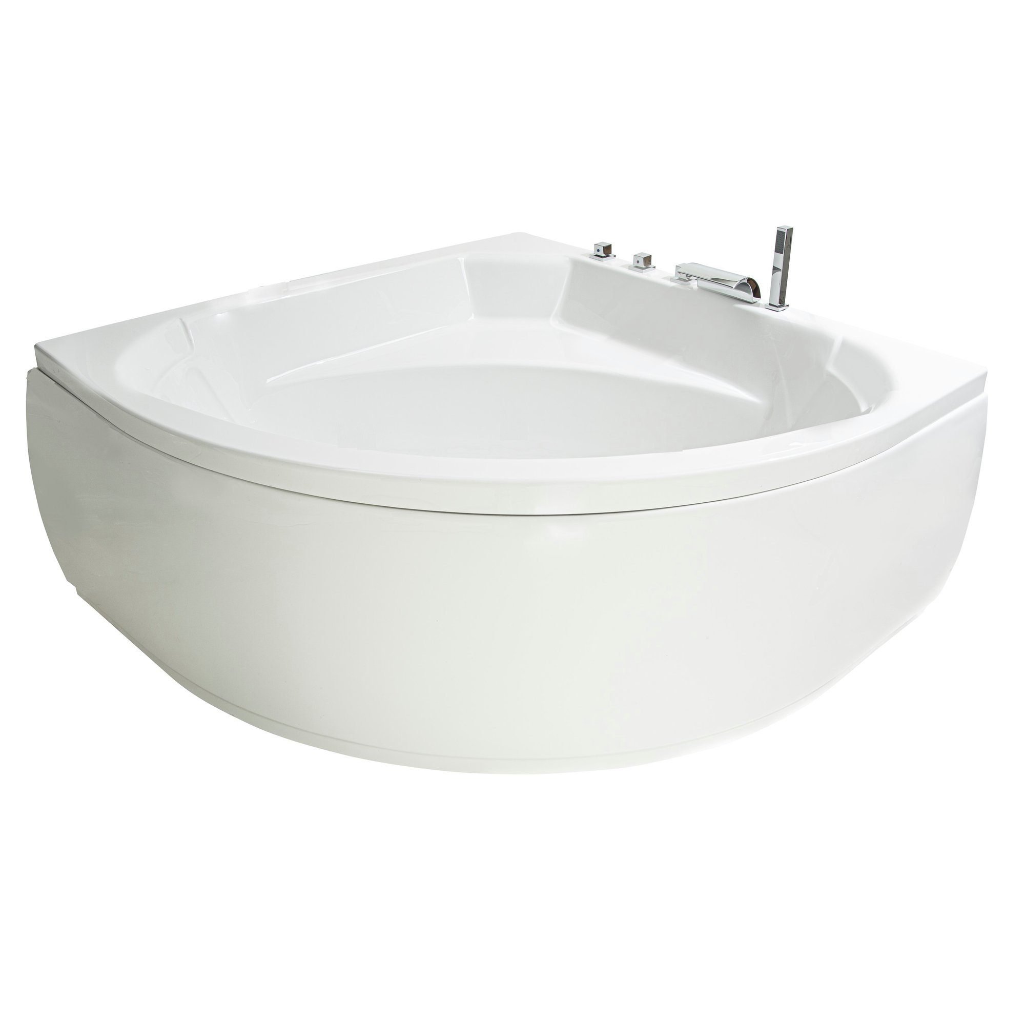 Basera® Badewanne Eck-Badewanne Korfu 155 x 155 cm, (Komplett-Set), mit Wasserfall, LED und Kopfstützen