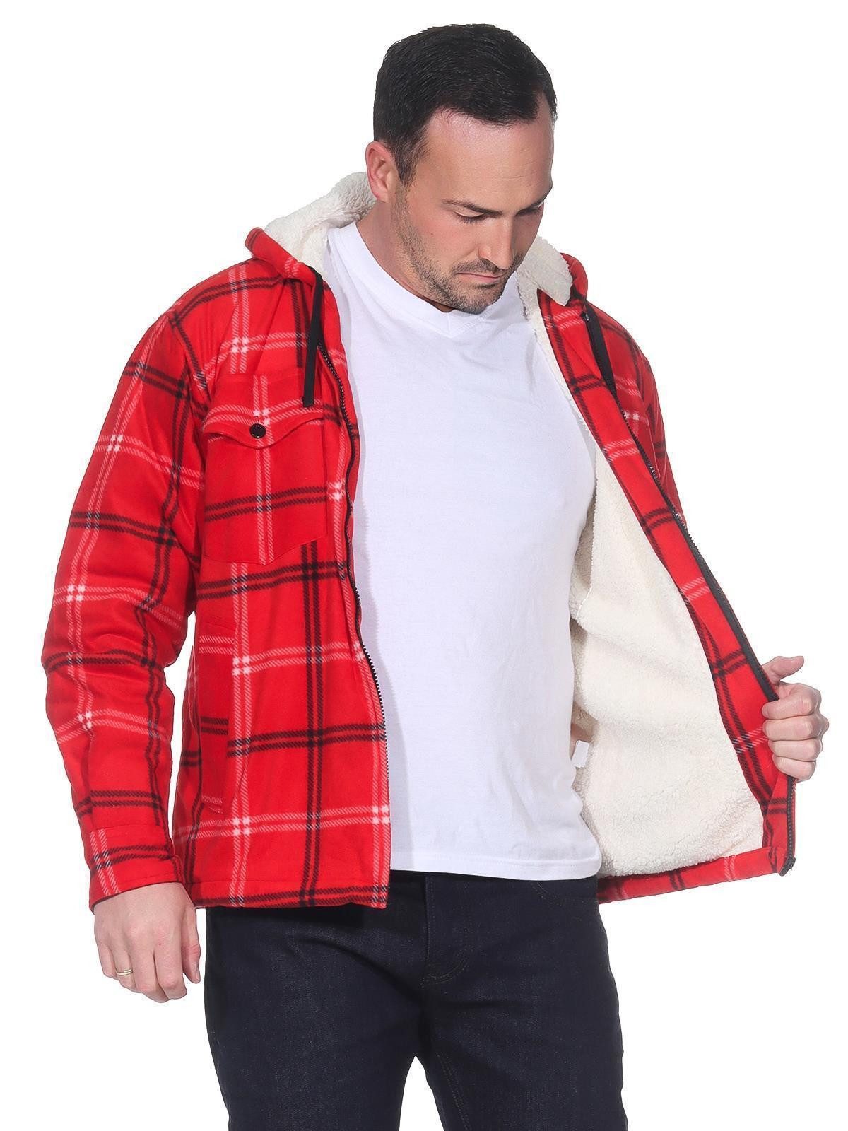 EloModa Flanellhemd Herren Holzfäller Thermo Hemd mit Kapuze, Gr. M L XL 2X günstig online kaufen