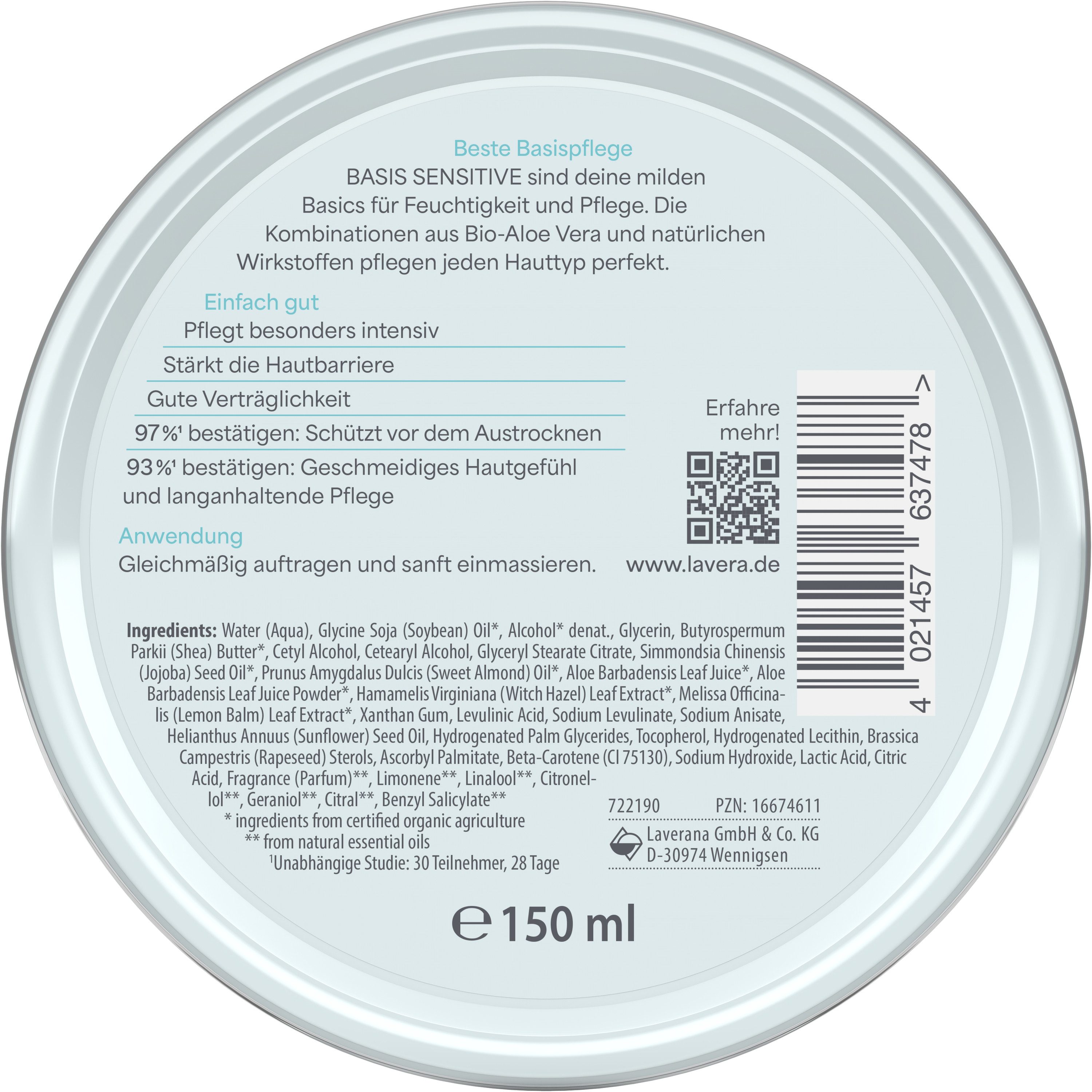 lavera Bodylotion basis sensitive Creme, 1-tlg.