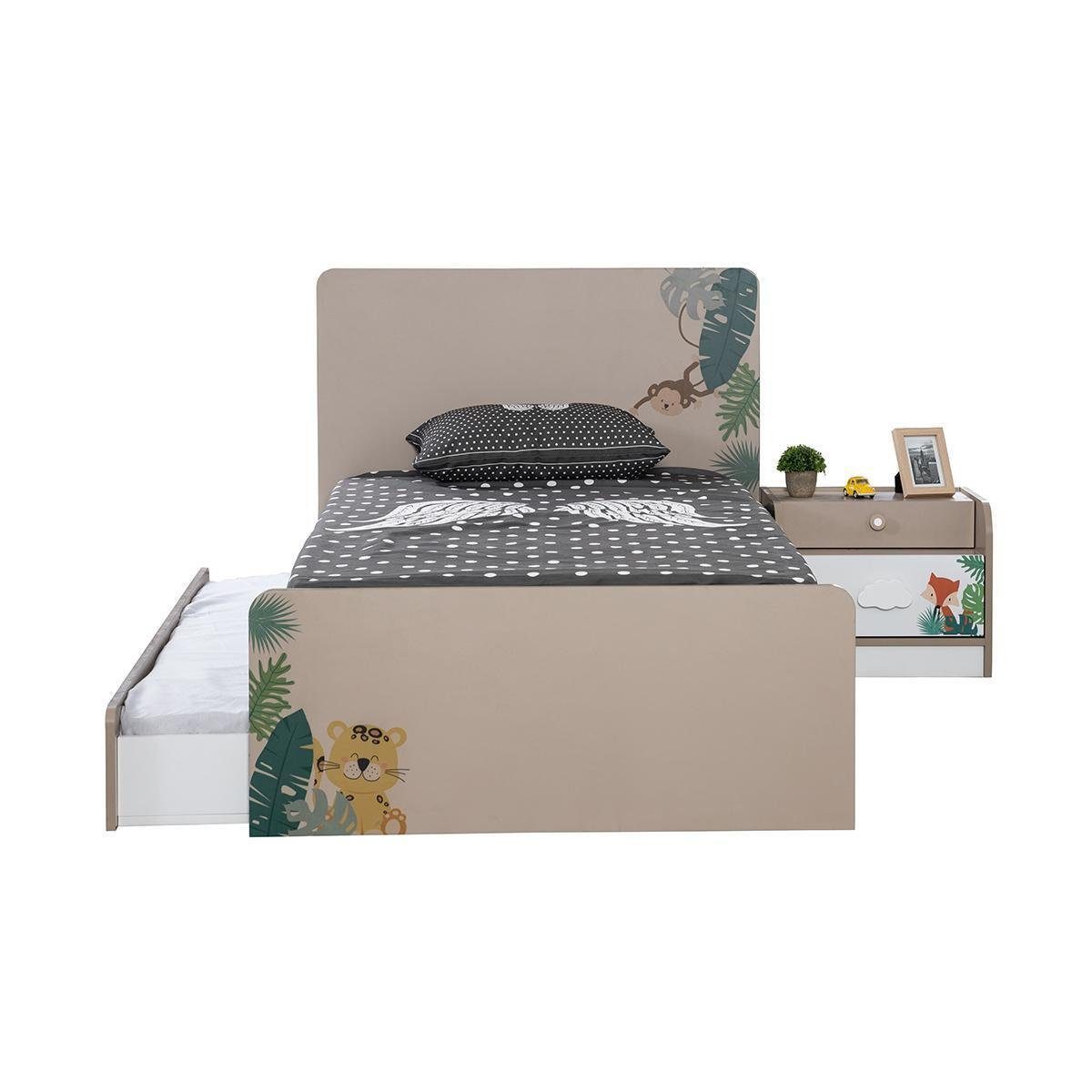 Kinderzimmer Bett Made Bettrahmen Mädchen Kinderbett In mit Europe Holz JVmoebel Design (Bett), Polster Betten