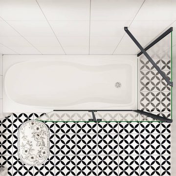 duschspa Badewannenaufsatz 6mm ESG Faltwand mit Seitenwand Duschtrennwand Duschkabine, Einscheibensicherheitsglas, Sicherheitsglas, (Set), Glas, Nano Glas