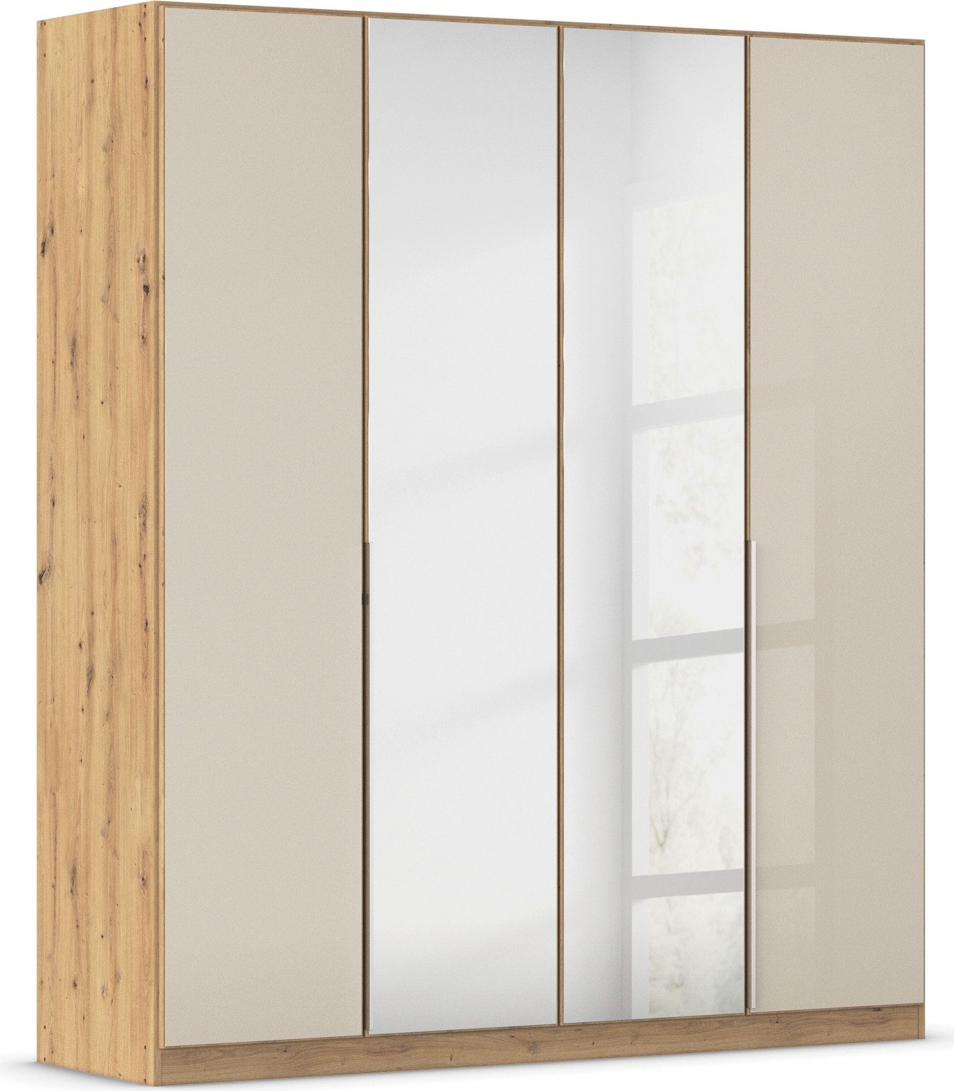 OTTO home Drehtürenschrank Kleiderschrank Schrank Garderobe AGORDO mit Glasfront und Spiegel (in zwei Griff-Farben, Breiten 91-405 cm) durchdachte Innenausstattung, in 8 Breiten und 2 Höhen MADE IN GERMANY