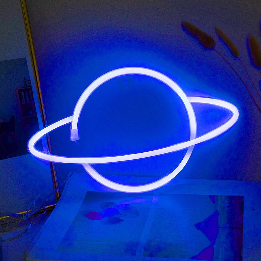Rosnek LED Dekolicht Planet Moon, für Wand Shop Schlafzimmer Bar Party Weihnachtsdeko, 2835 SMD LED, Multicolor, LED Neon Sign Light