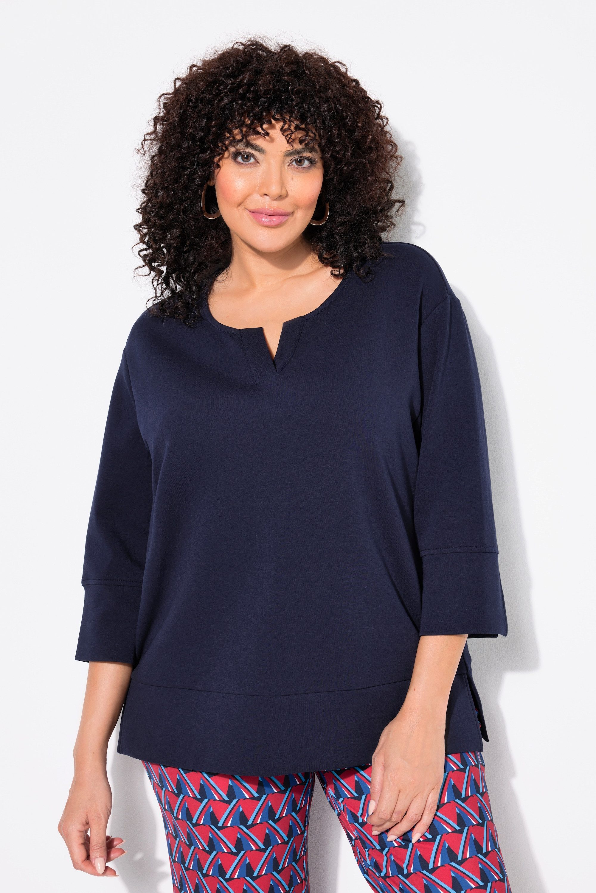 Ulla Popken Sweatshirt Punto-Sweatshirt Rundhals 3/4-Arm günstig online kaufen