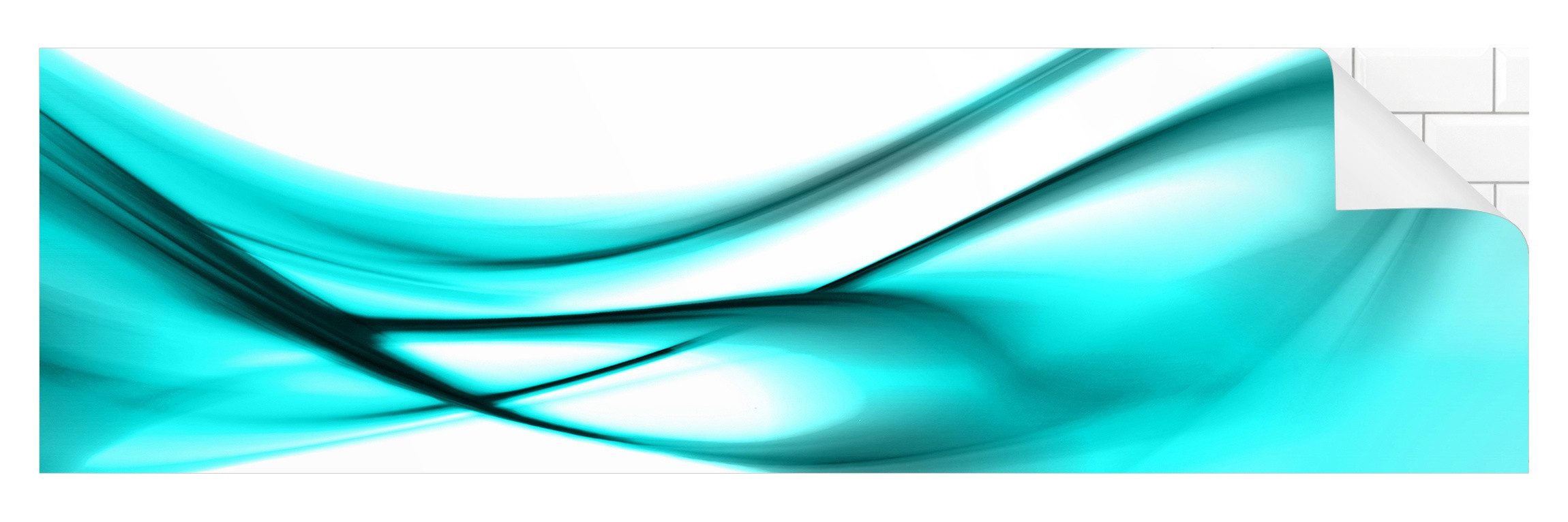 Bilderdepot24 Küchenrückwand selbstklebend türkis mit Motiv Abstrakt, (1-tlg., Nischenrückwand - für Fliesenspiegel ohne Bohren - glänzend), Nischenrückwand fugenlos Wandpaneel Küche Herd