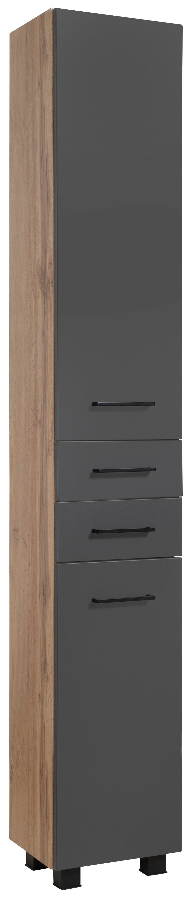 HELD MÖBEL Hochschrank Trento, verschiedene Ausführungen und Farben Badmöbel, Seitenschrank Breite 30 cm, viel Stauraum, Made in Germany grau matt | wotaneiche | Hochschränke