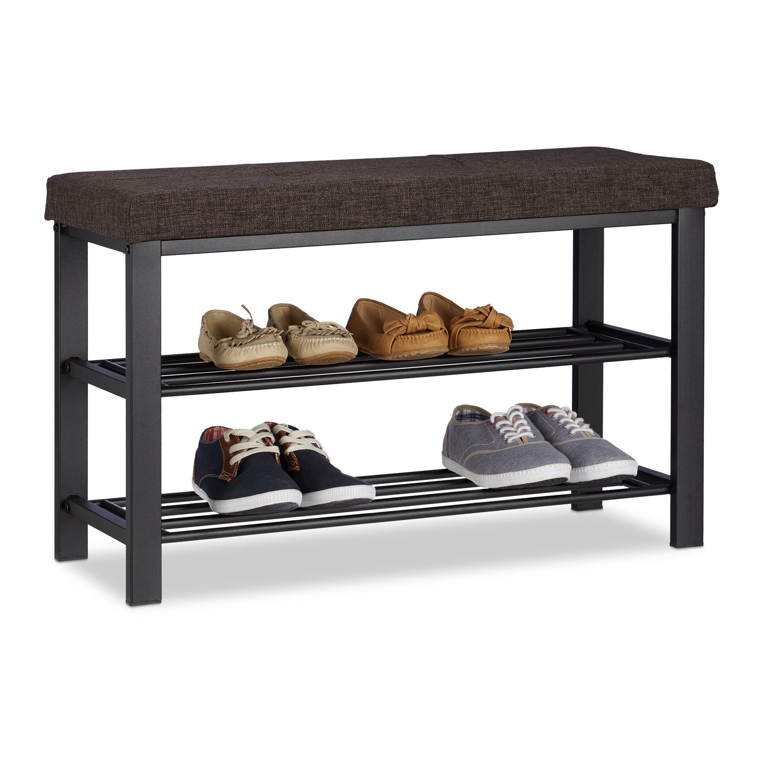 relaxdays Schuhbank mit Polster (1-St), braun