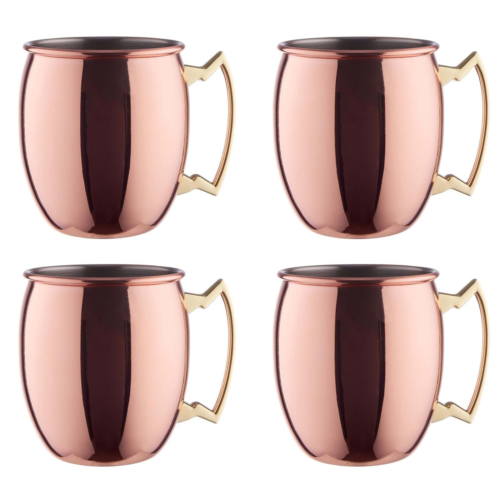 BUTLERS Cocktailglas Moscow Mule Becher Cocktailbecher Edelstahlbecher Cocktailtasse, 4-tlg., Edelstahl, in Rosegold 470 ml