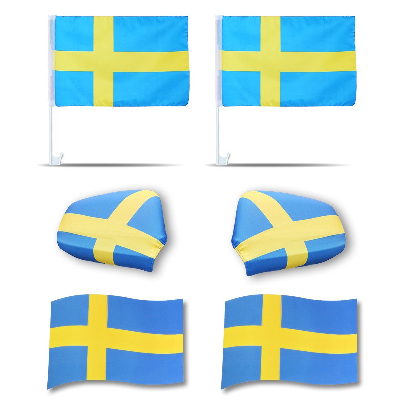 Sonia Originelli Fahne Fanpaket"Schweden" Sweden Magnet 3D 3D-Effekt Magnete: Fußball Außenspiegel Flaggen