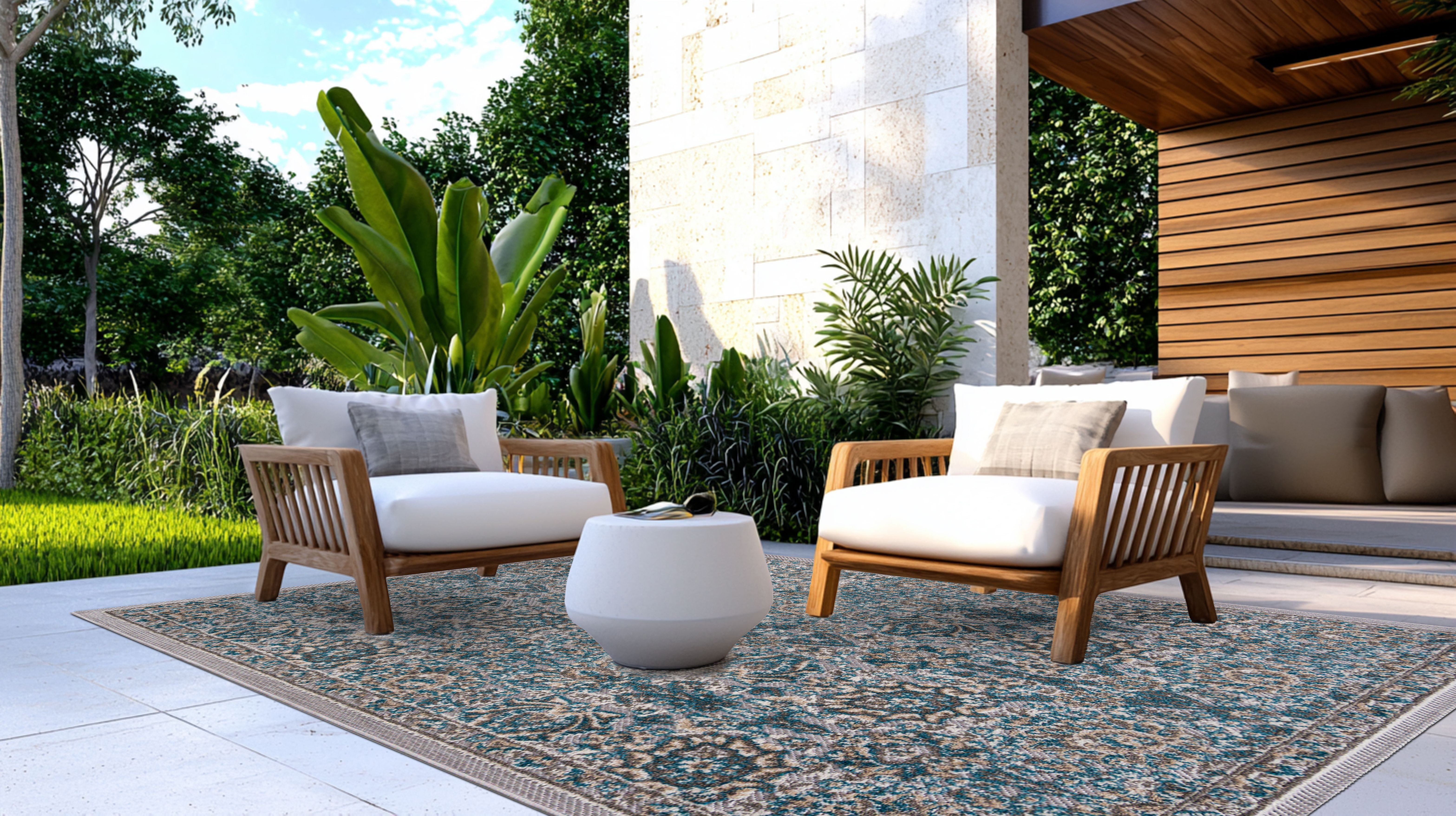 Mazovia Designteppich Außen Orientalisch Terrasse, 80 x 150 cm, Wasserdicht