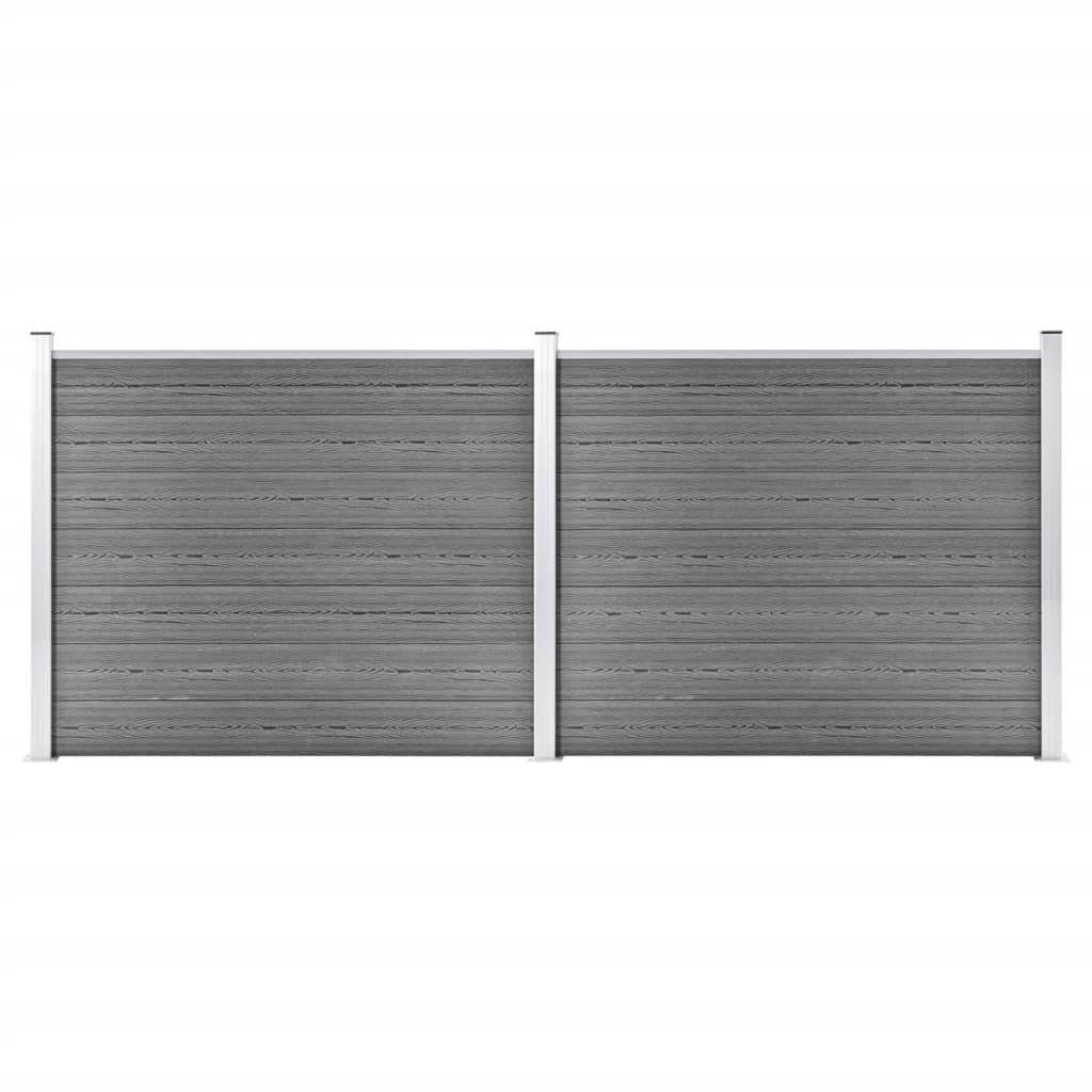 vidaXL Gartenzaun Zaunelement Set WPC 353x146 cm Grau, (1-St)