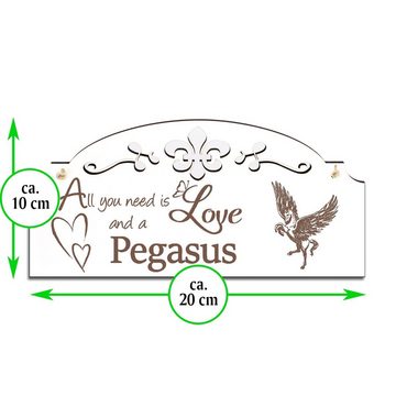 Dekolando Hängedekoration Pegasus Deko 20x10cm All you need is Love