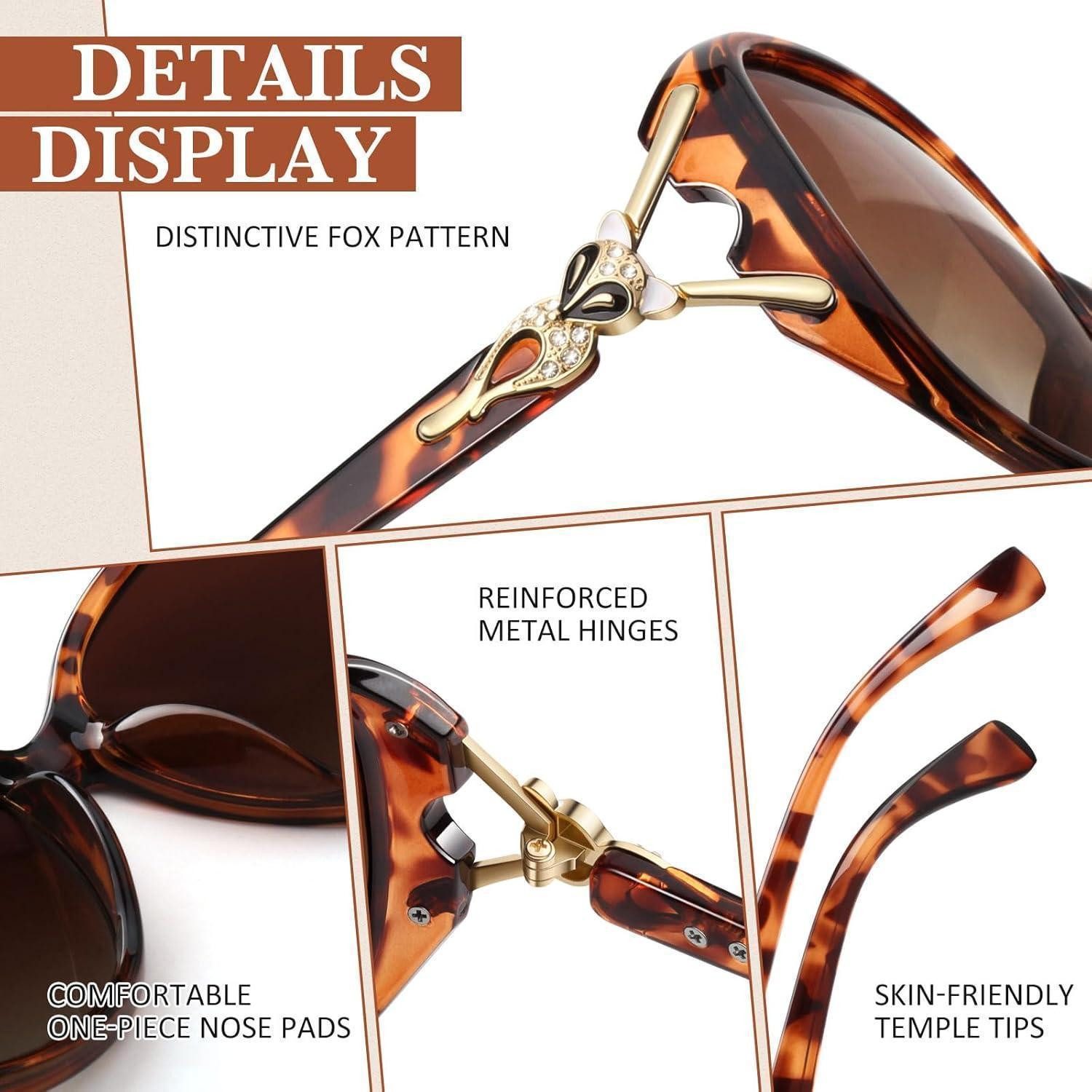 LuxusKollektion Retrosonnenbrille Sonnenbrille Damen Polarisiert Leopard Rahmen Farbverlauf Braun Linse