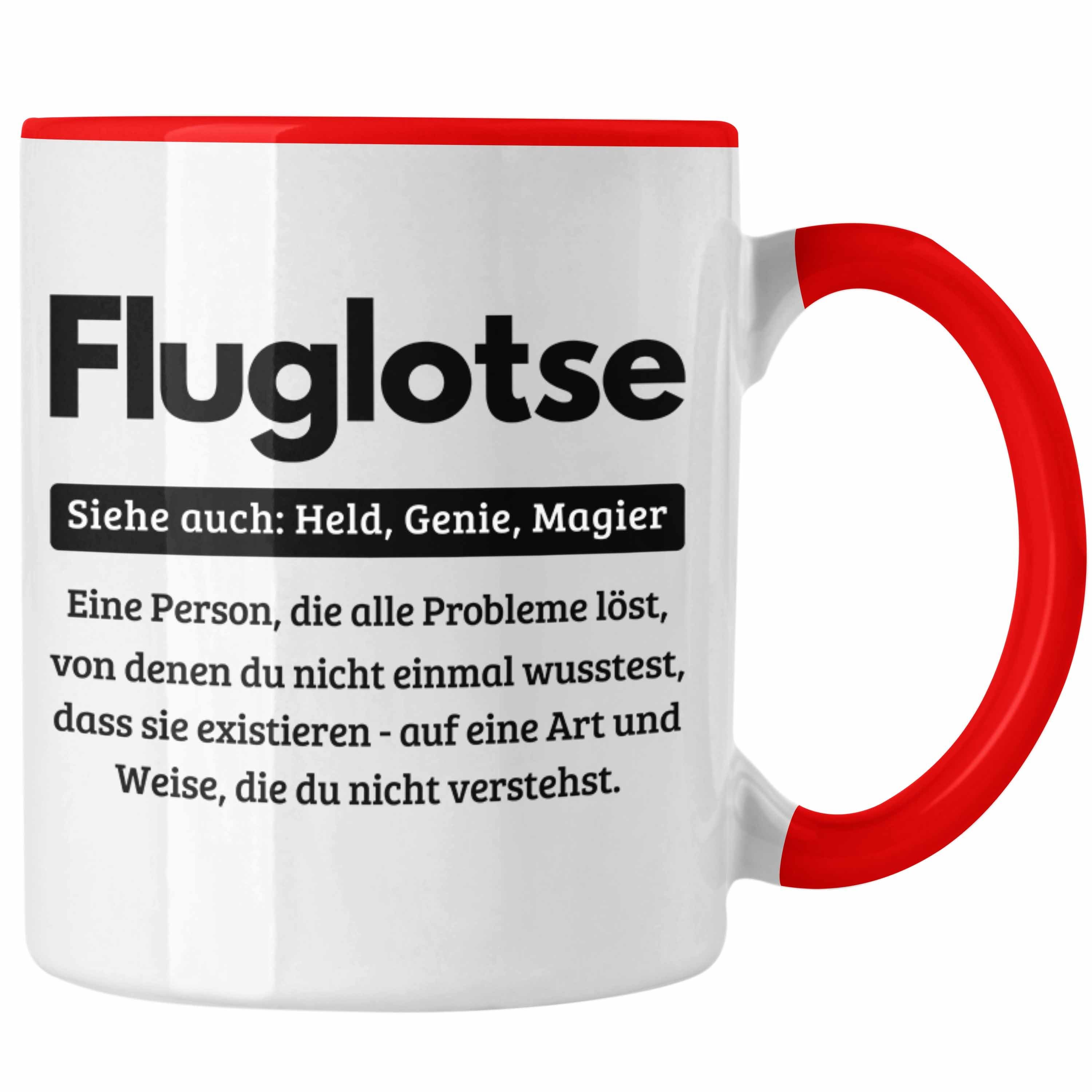 Trendation Fluglotse Fluglotsen Kaffee-Bec für Geschenkidee Tasse Rot Geschenk Tasse Spruch