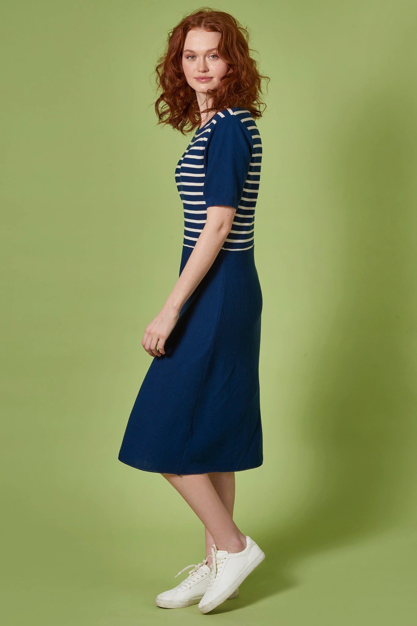 Himalaya Clothing Sommerkleid Kleid Damen im Streifenlook - Strickkleid aus weicher Bio-Baumwolle Leichtes Sommerkleid mit Rundhalsausschnitt