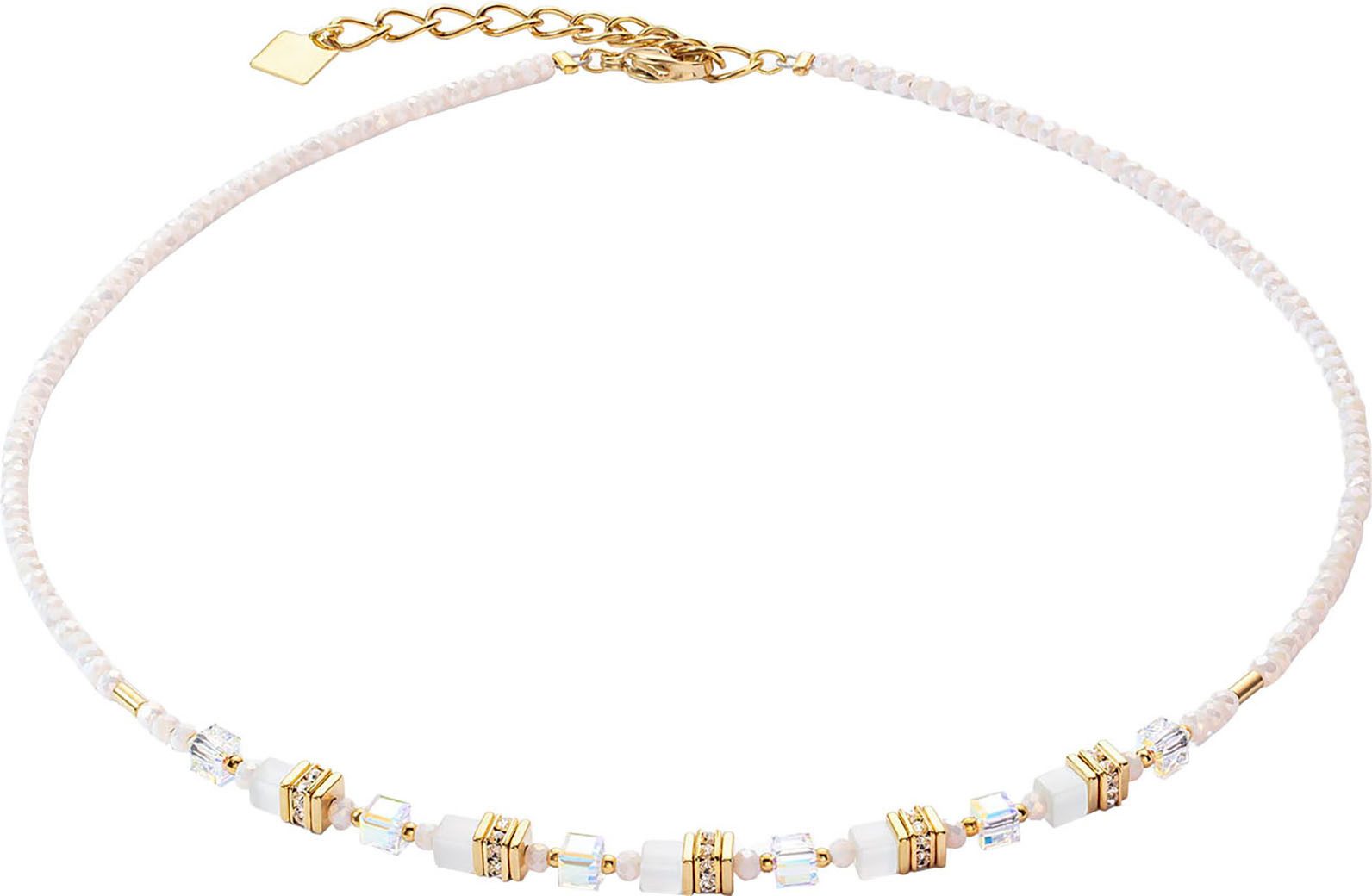 COEUR DE LION Collier Schmuck Geschenk Edelstahl Mini Cubes Würfelkette, Made in Germany - mit Swarovski® Kristall, Strassstein, Schmuckstein