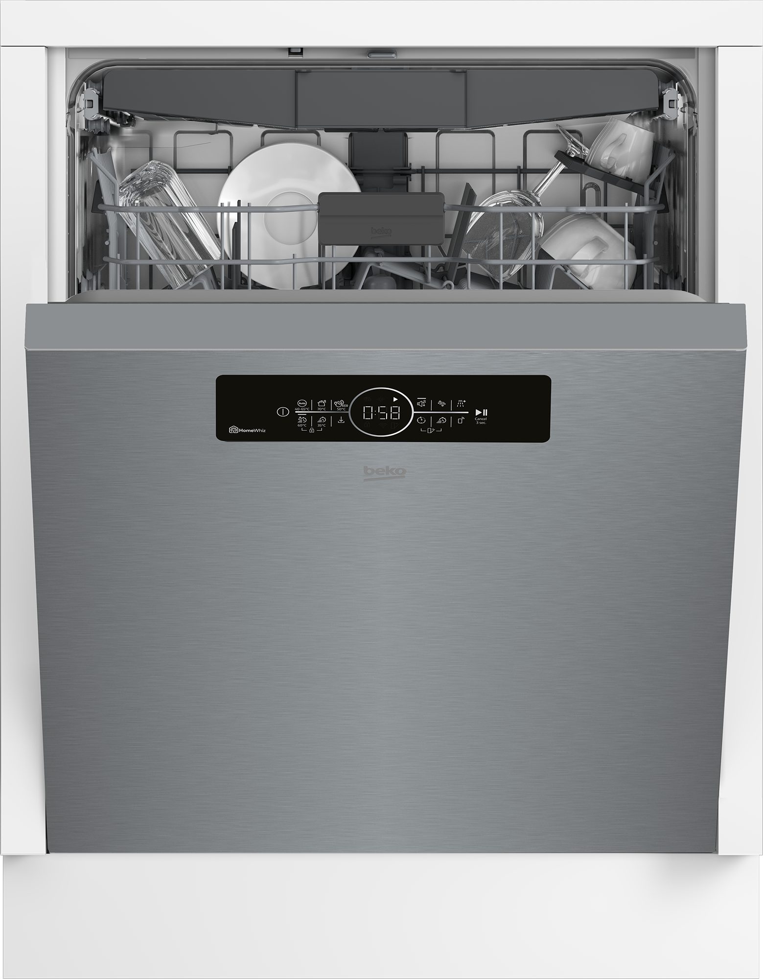 BEKO Unterbaugeschirrspüler BDUN16R46XW, 9,5 l, 15 Maßgedecke, Quick&Shine – schnelle Reinigung mit optimaler Trocknung