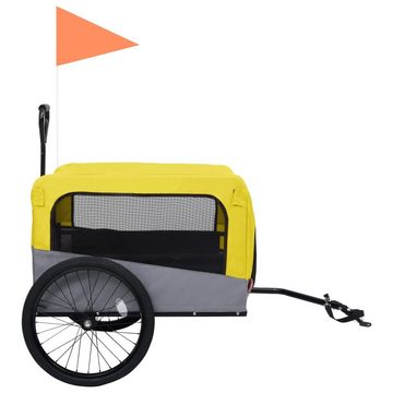 vidaXL Fahrradhundeanhänger 2-in-1 Fahrradanhänger für Hunde und Buggy Gelb und Grau