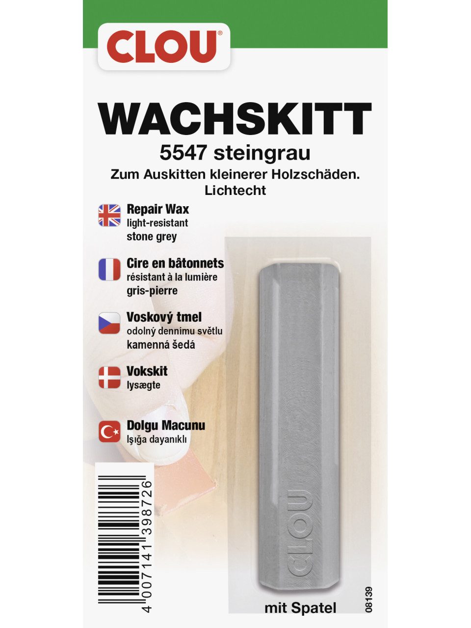 CLOU Holzlack Clou Wachskitt steingrau