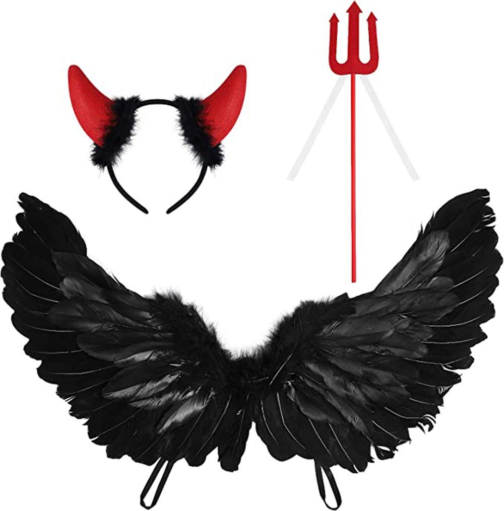 Housruse Kostüm-Flügel »3 Stück Teufel Kostüm Cosplay Dunkelheit Engel  Flügel Teufel Horn Stirnband Rot Heugabel Teufel Zubehör für Karneval  Halloween Performance Party« online kaufen | OTTO