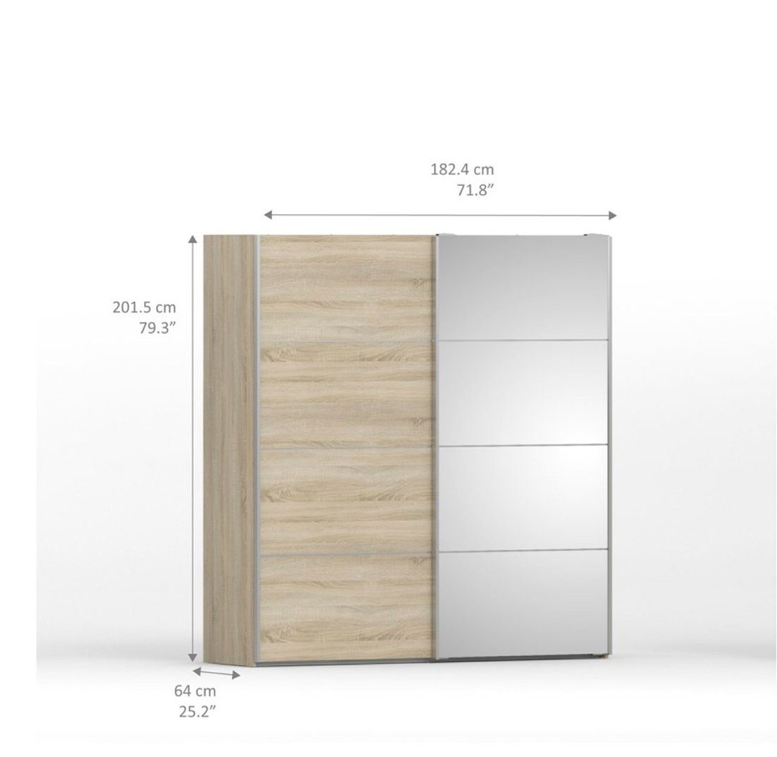 Tür 1 Kleiderschrank und Veto inkl. 3 Kleiderschrank ebuy24 Spiegeltür Eiche Dekor 1