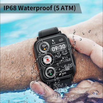 DigiKuber Smartwatch (1,91 Zoll, Android, iOS), mit ECG, Blutdruck, SpO2, Herzfrequenz, Körpertemperatur, Nachrichten