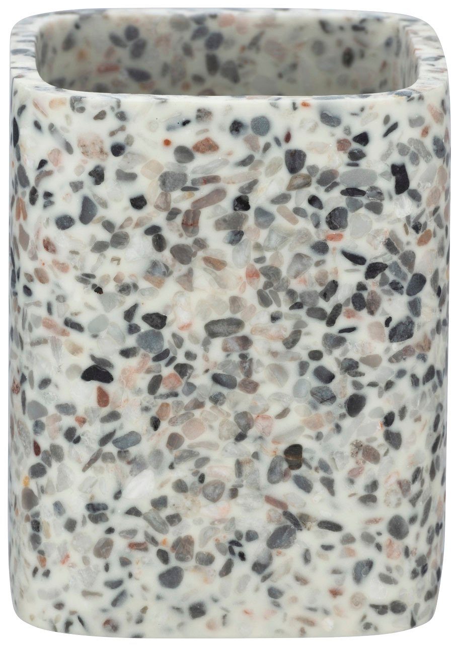 WENKO Zahnputzbecher Terrazzo, aus stabilem Polyresin