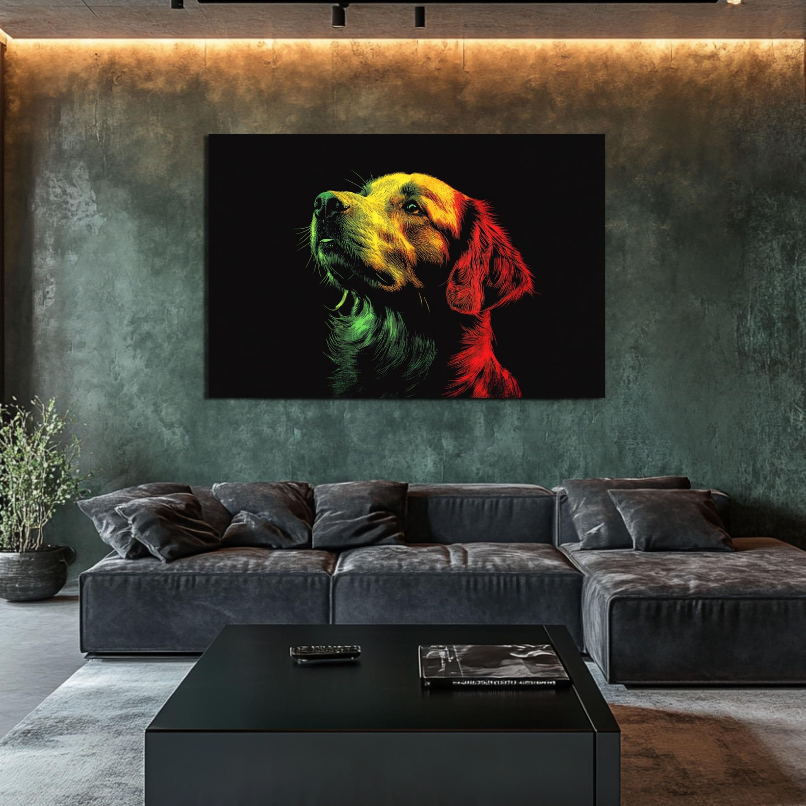 DARO Design Wandbild Hunde Pop Art Wandbilder Wand Deko Bilder Modern Leinwandbild, (Golden Retriever - Bild klein Wohnzimmer Schlafzimmer Büro Flur Esszimmer E – Bild 4 von 5